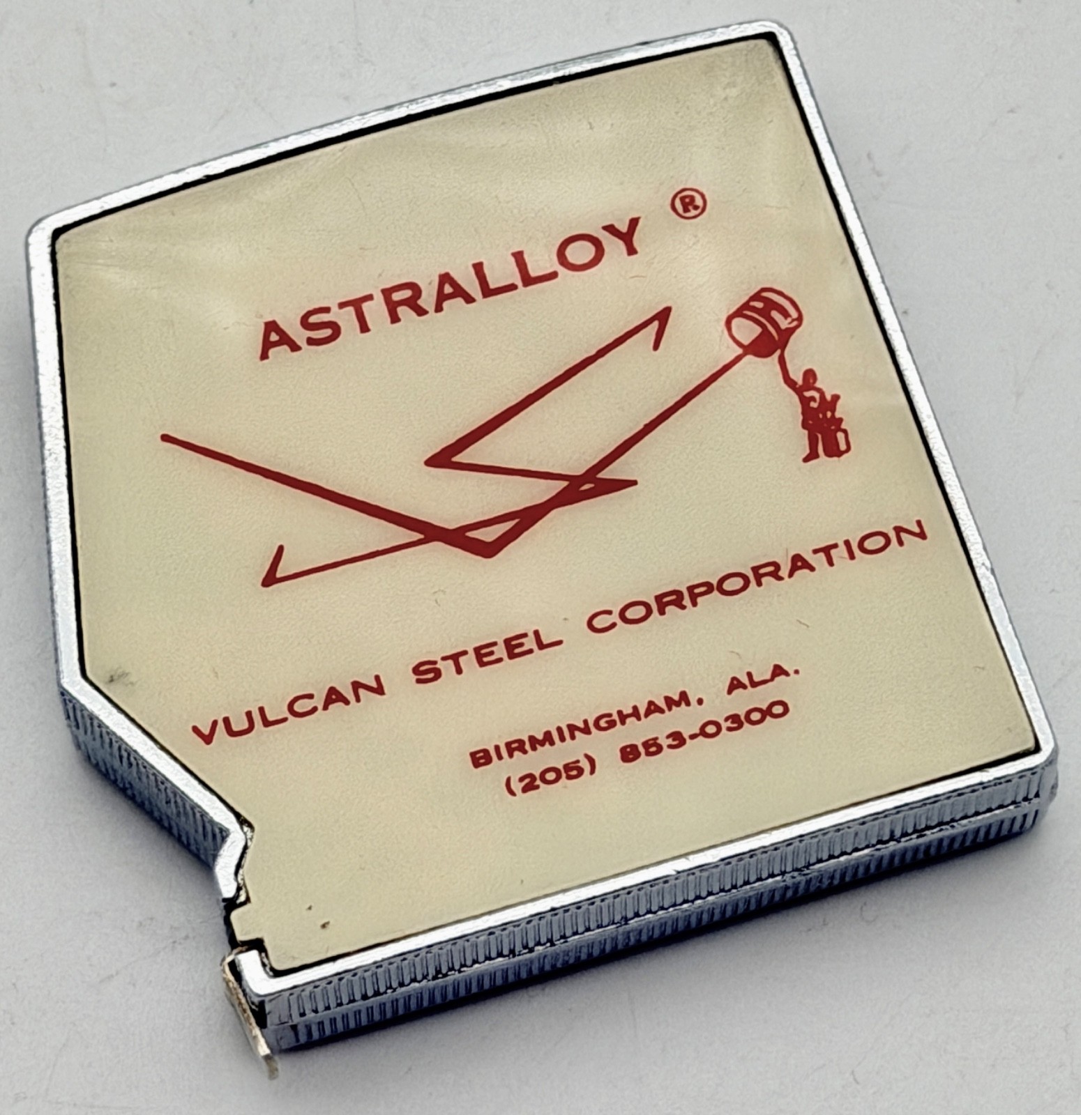 Vintage Lufkin Advertising Tape Measure in Box “Astralloy Vulcan Steel Corp”