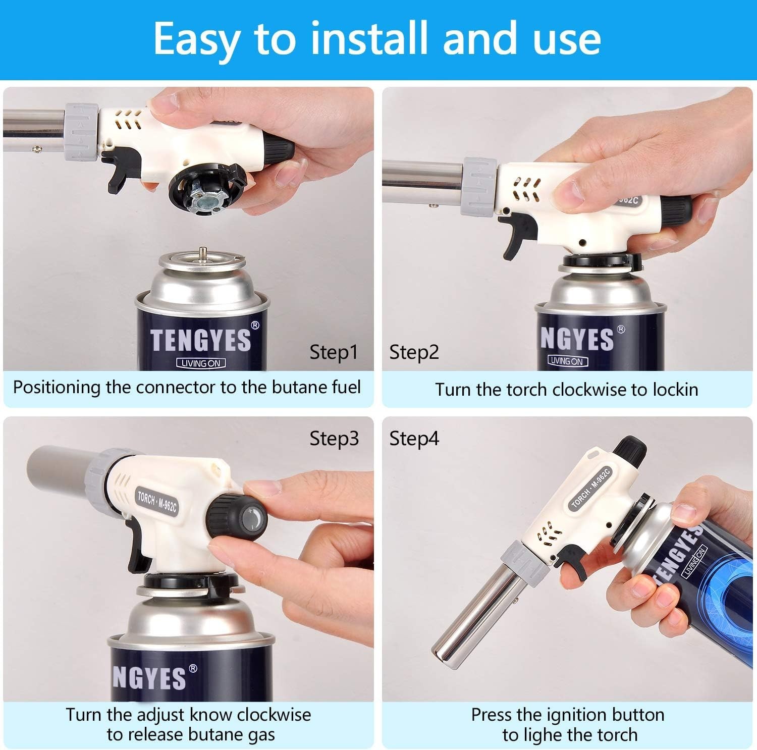 Professional Butane Culinary Torch with Adjustable Flame – Perfect for Crème …