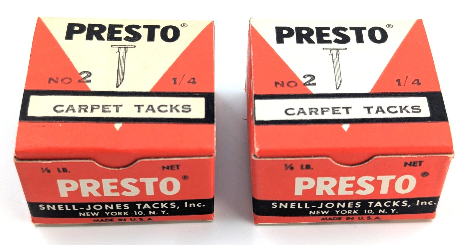 NOS! Case of 12 Boxes Vtg. 1940’s-50’s Presto Blued-Sterilized ½” Carpet Tacks