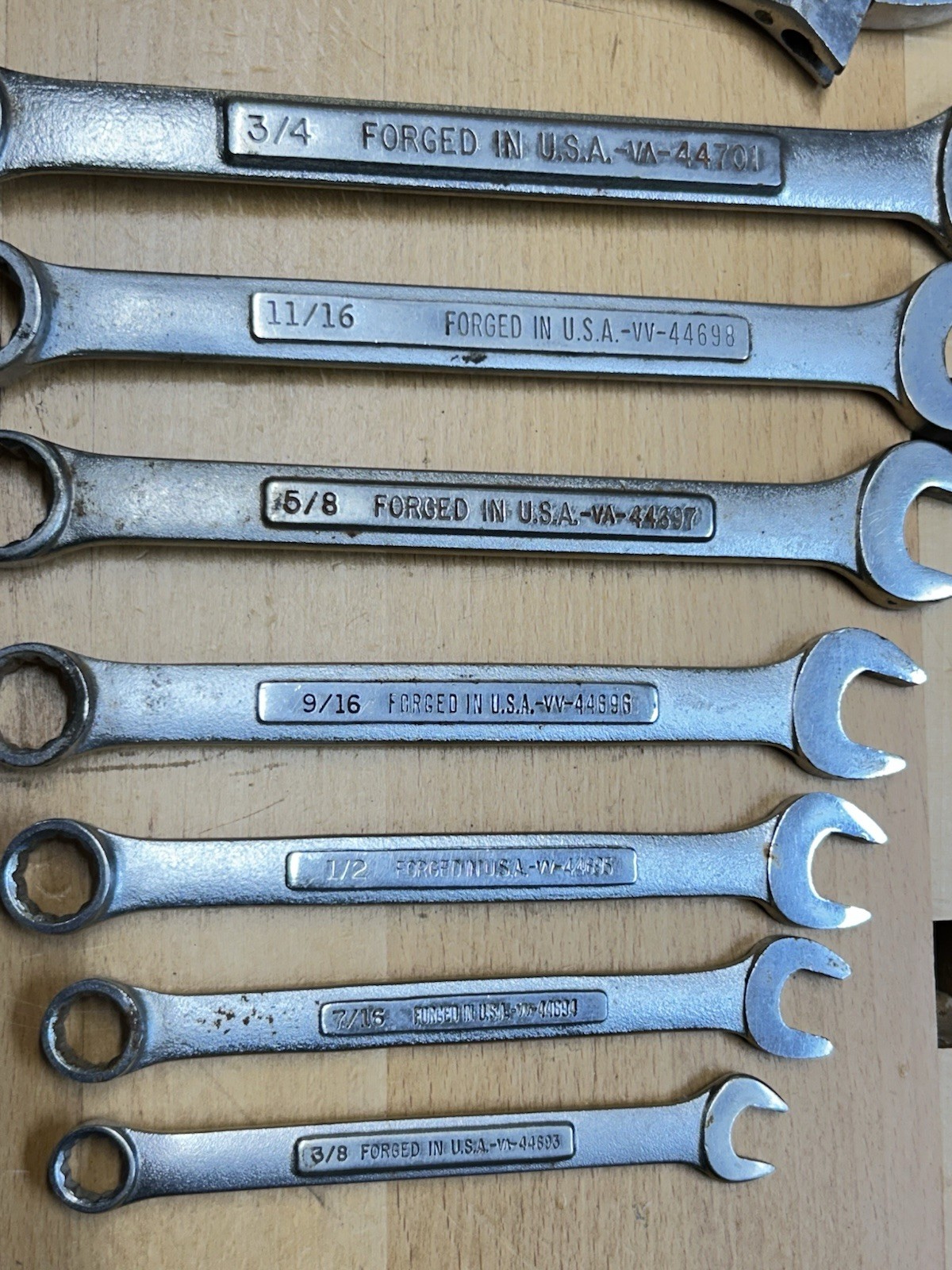 Vintage Craftsman VV Wrench Set 3/8” – 3/4” – 7 Piece Plus Adjustable Wrench