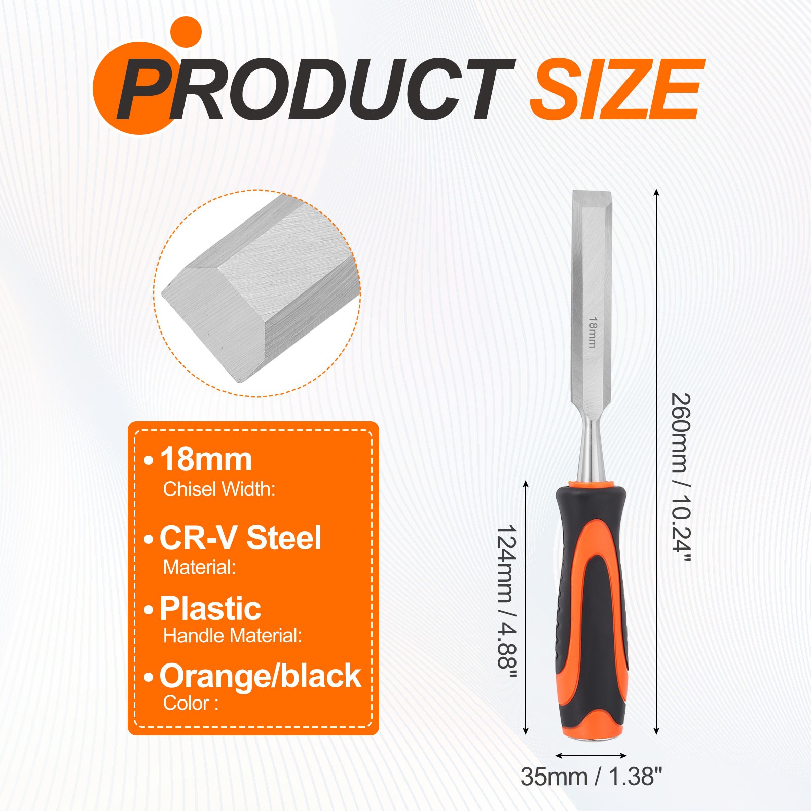 2pcs Wood Chisel 11/16″ CR-V Steel Beveled Edge Blade Wood Woodworking Tools
