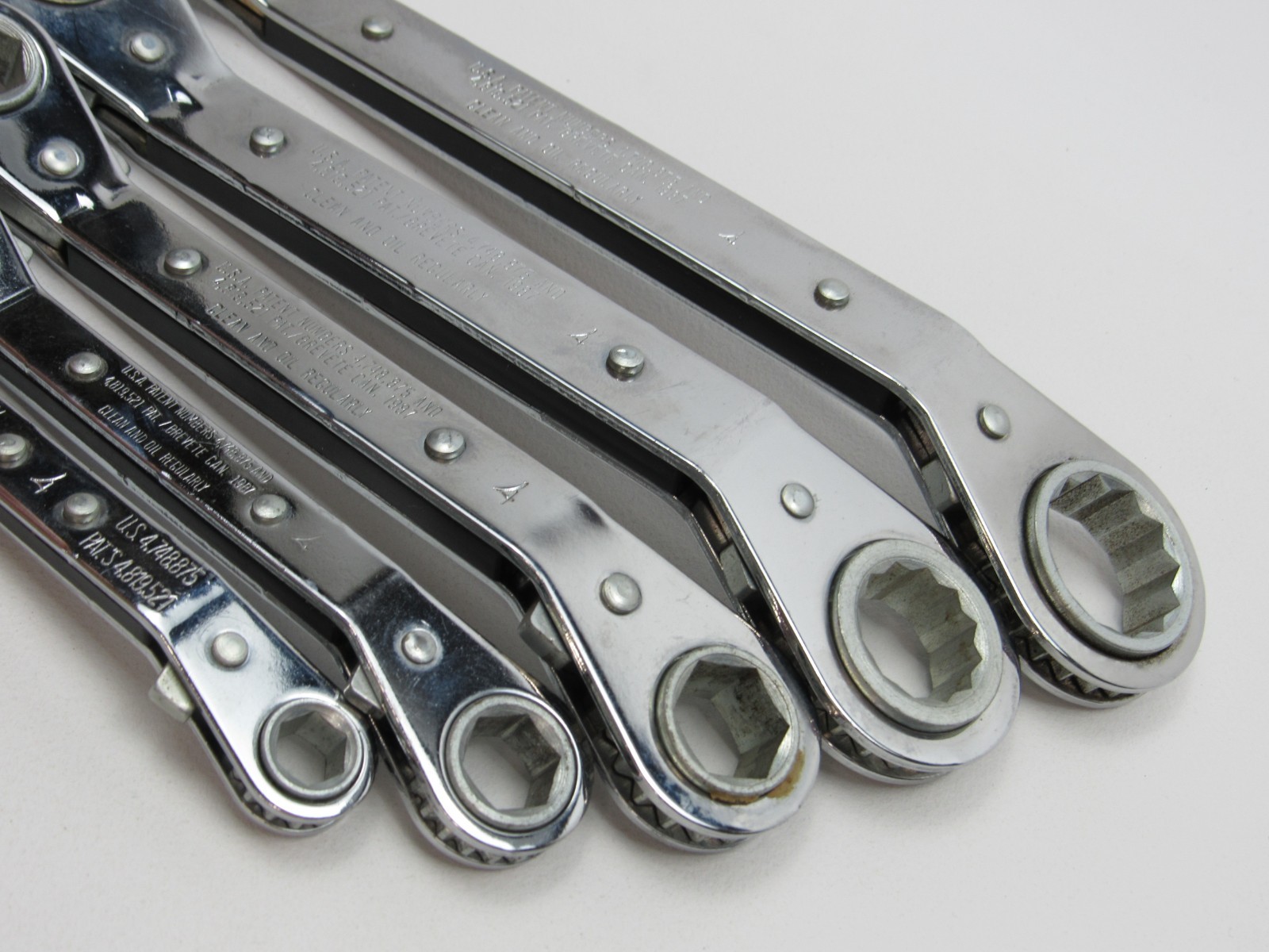 Vtg Craftsman Offset Ratcheting Box End Wrench Set 43655 43654 43653 43652 43651