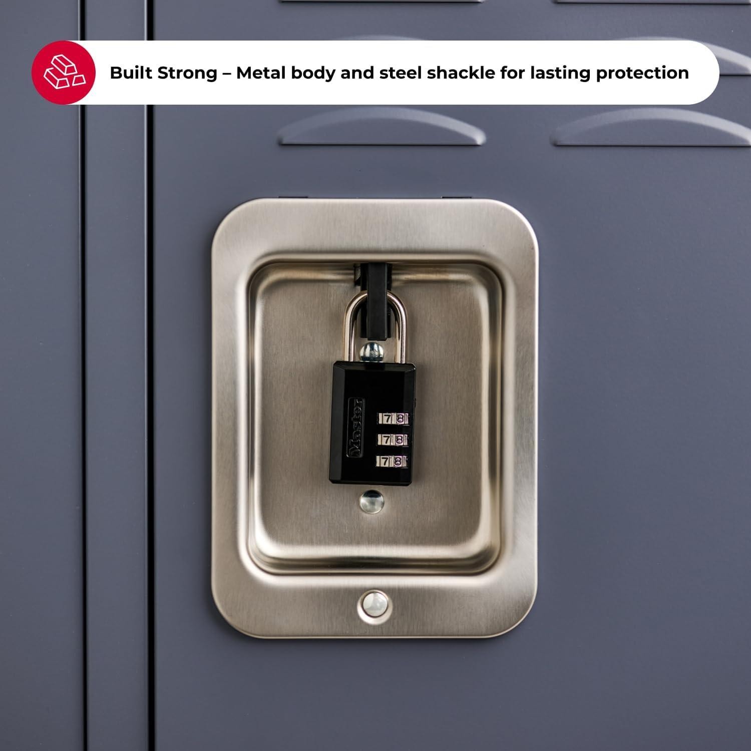 Black Combination Padlock, Indoor Gym Locker Lock with Customizable 3-digit Code