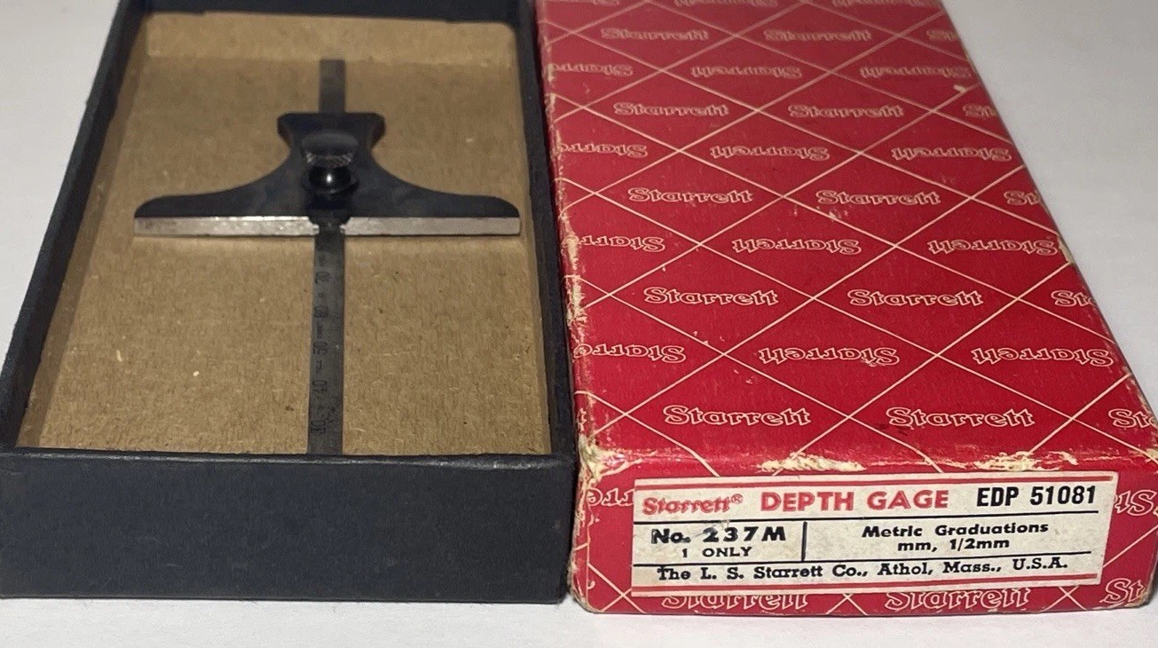 The L.S. Starrett Co. #237 Depth Gauge Depth Gage with #635N Rule 150mm | 6 Inch