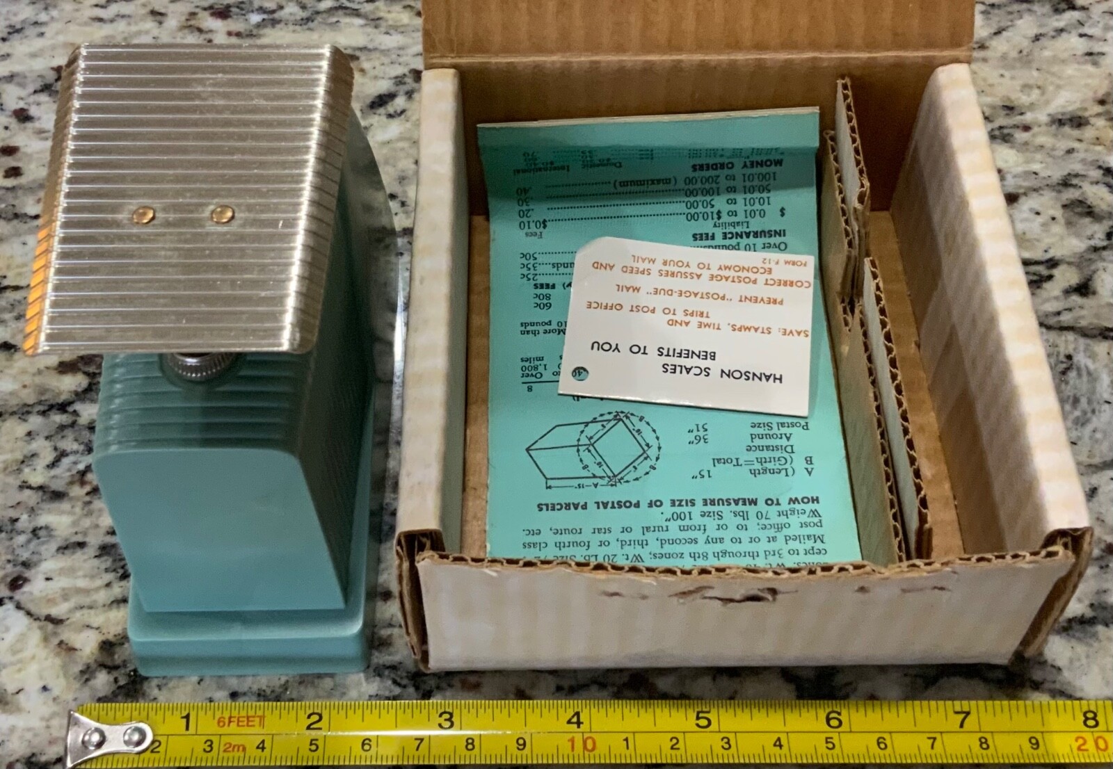 Mist Green Hanson Postal Scale Vintage 1960’s Stamp-Saver Model No. 150 Jan 1963