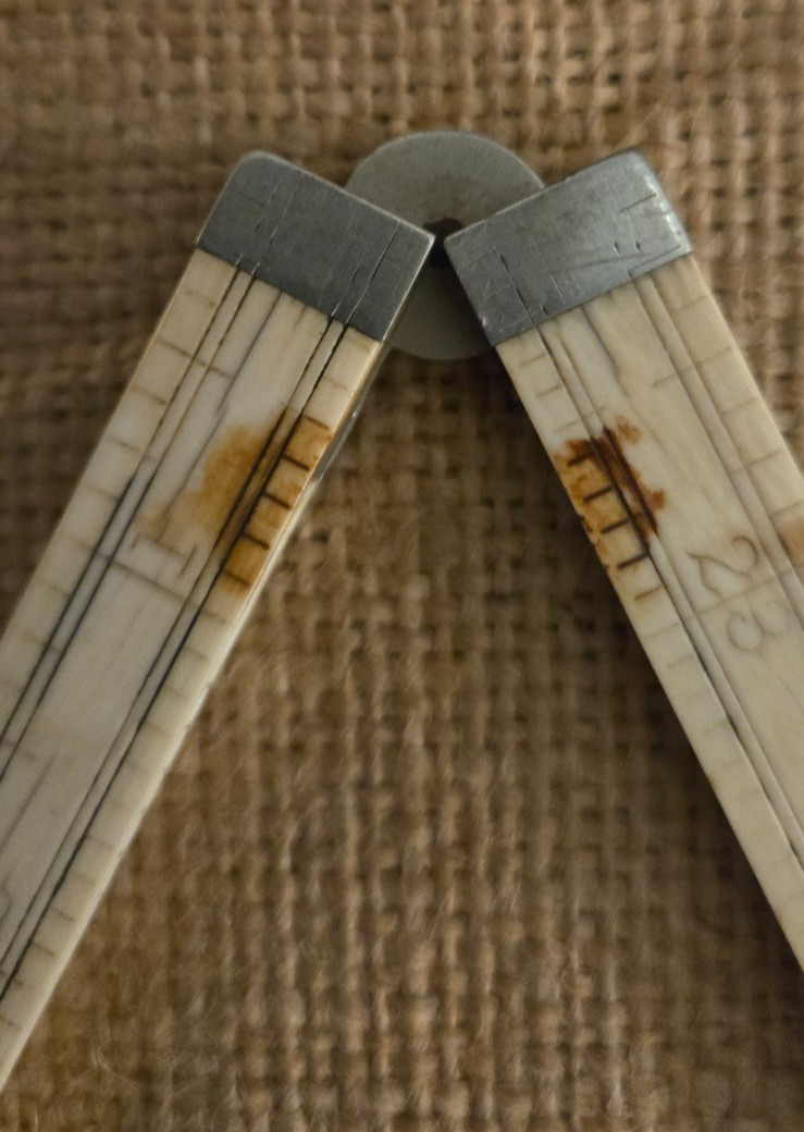 Rare Stanley No. 86 1/2 Ivory & Silver 24-in Architects Rule