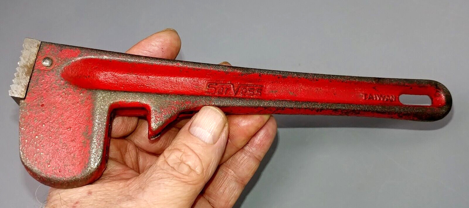 Vintage SerVess 10″ Adjustable Pipe Monkey Wrench Jaw Mechanic Forged Steel