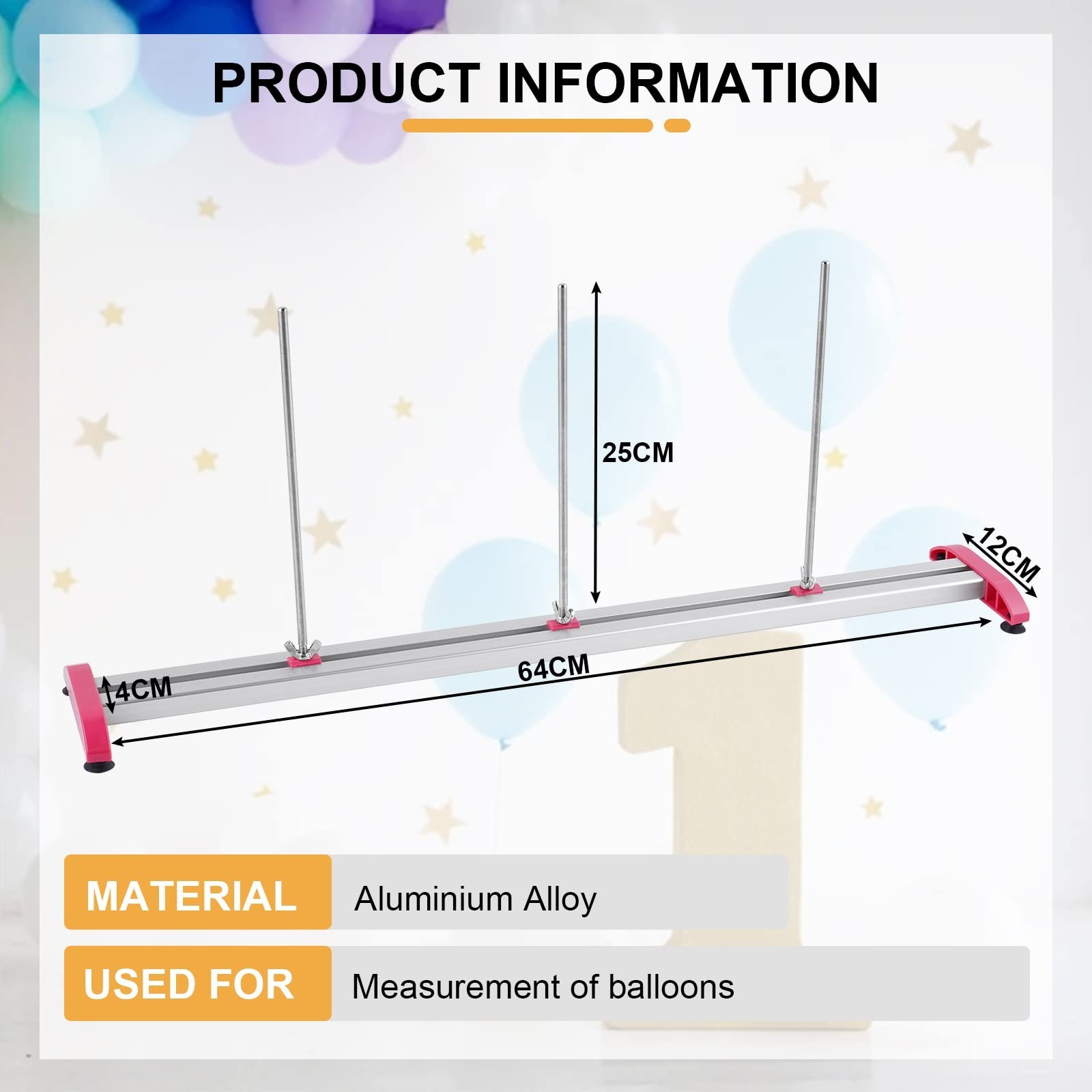 Balloon Sizer Ruler – Metal Measurement Tool, Adjustable 0-12 Inch for Decora…