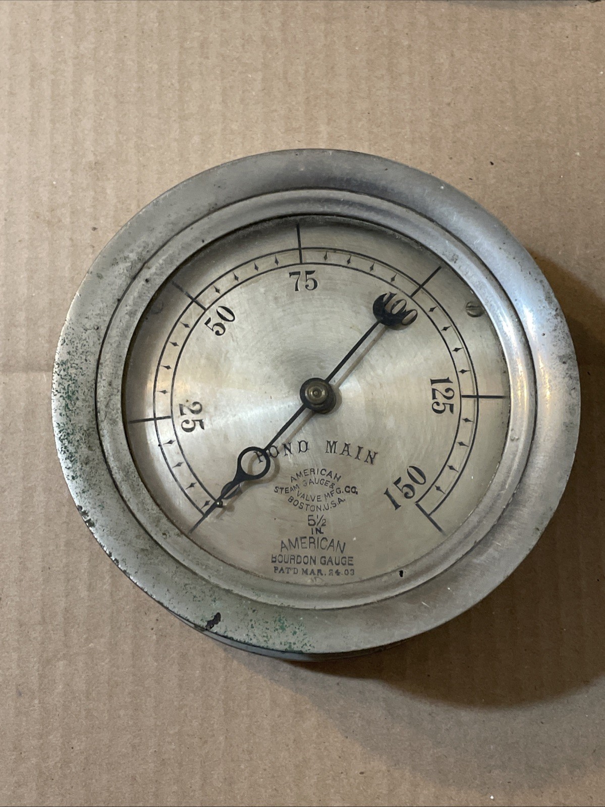 Antique American Steam Bourdon Gauge 5 1/2 1903 Patent Pond Main
