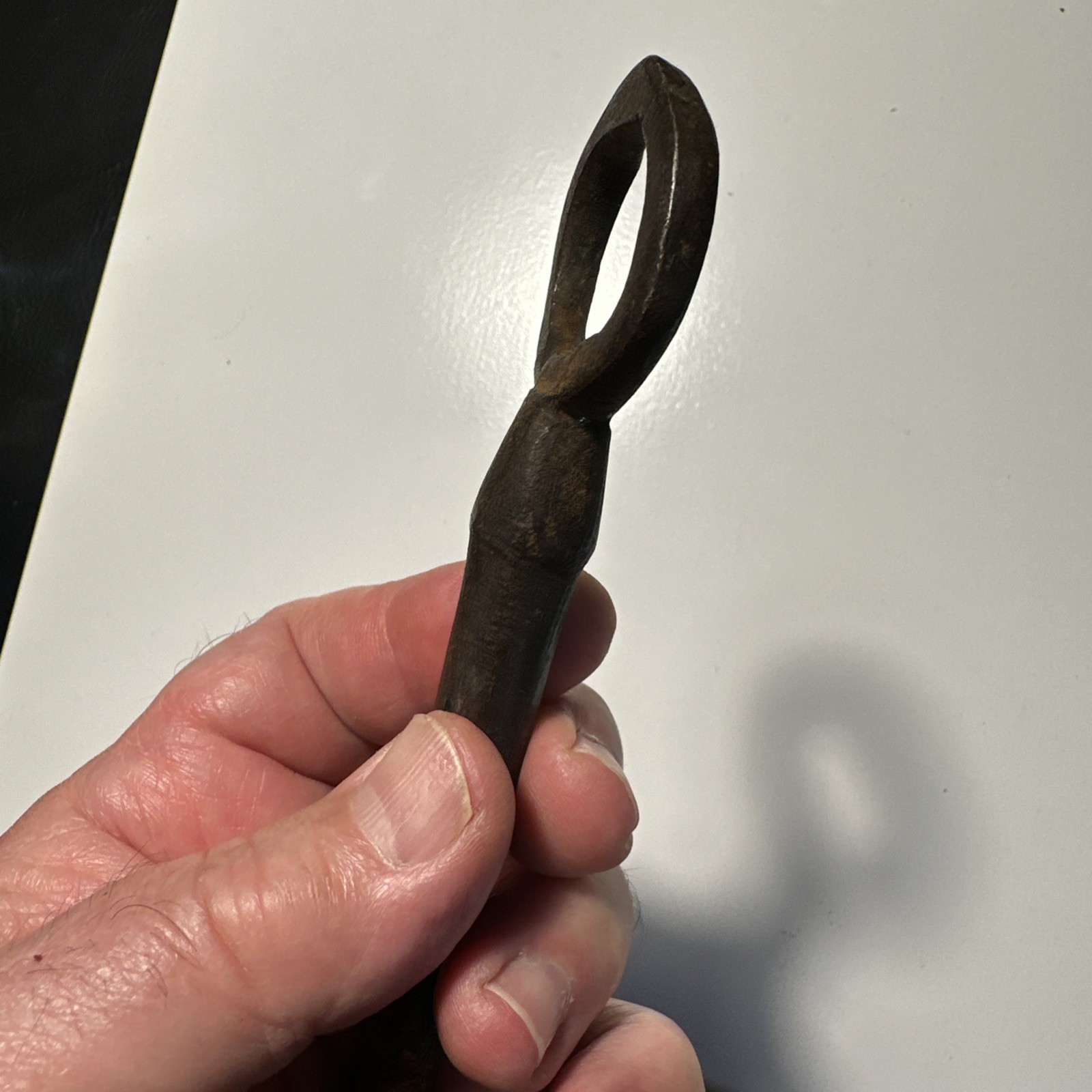 1700s Early Large Antique Hand Forged Iron Gate Lock Key 5+ inches long,
