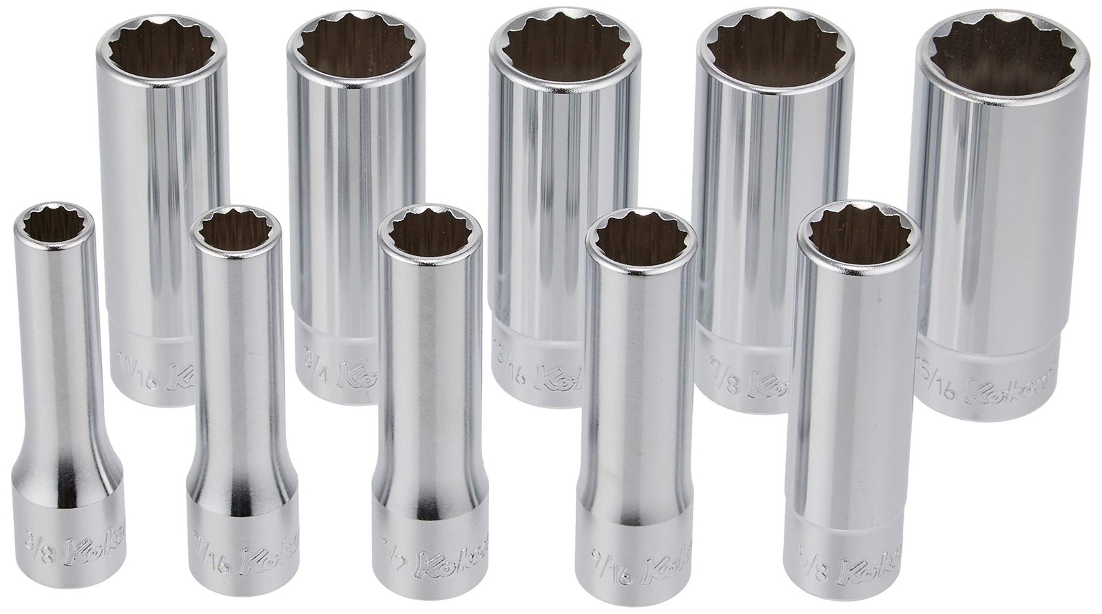 Koken 1/2″ Square 12-Point Deep Socket Rail Set, 10-Piece Set, RS4305A/10, 10P