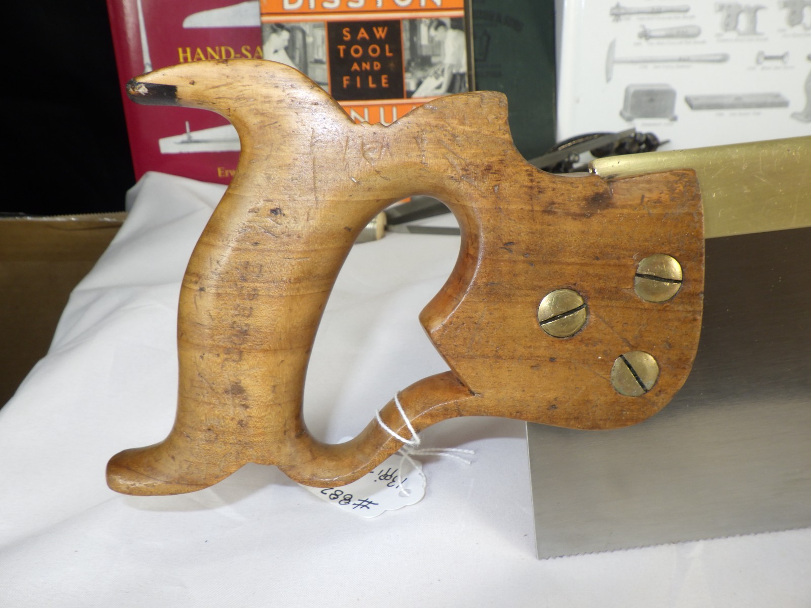 Disston 14″ Brass Back Saw, 13 ppi Rip Cut, New Saw Plate, 1898-17, INV882