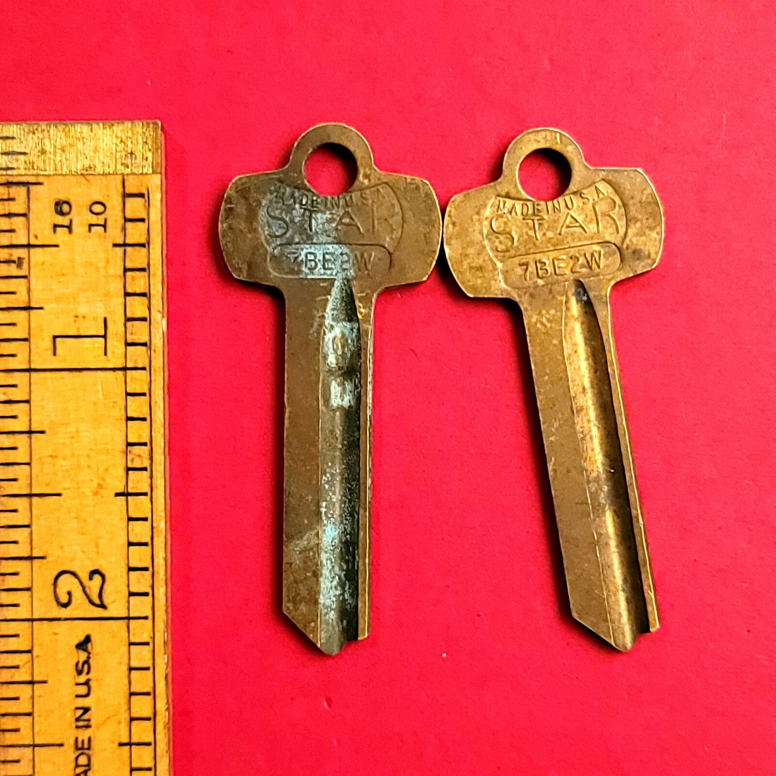 Pair of Vintage Star 7BE2W Keys Blanks Brass Keys Made in USA Steampunk Old Keys