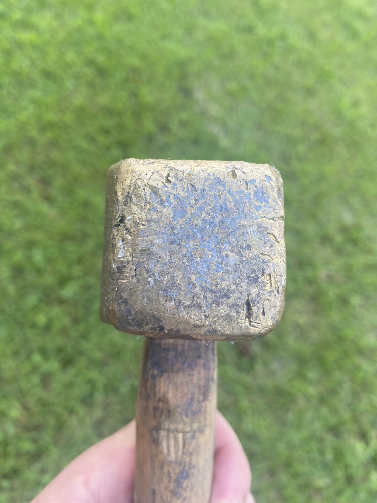 VINTAGE CUSTANITE BRASS HAMMER MALLET NON-SPARKING ORIGINAL HANDLE 2 LBS. 11 OZ.