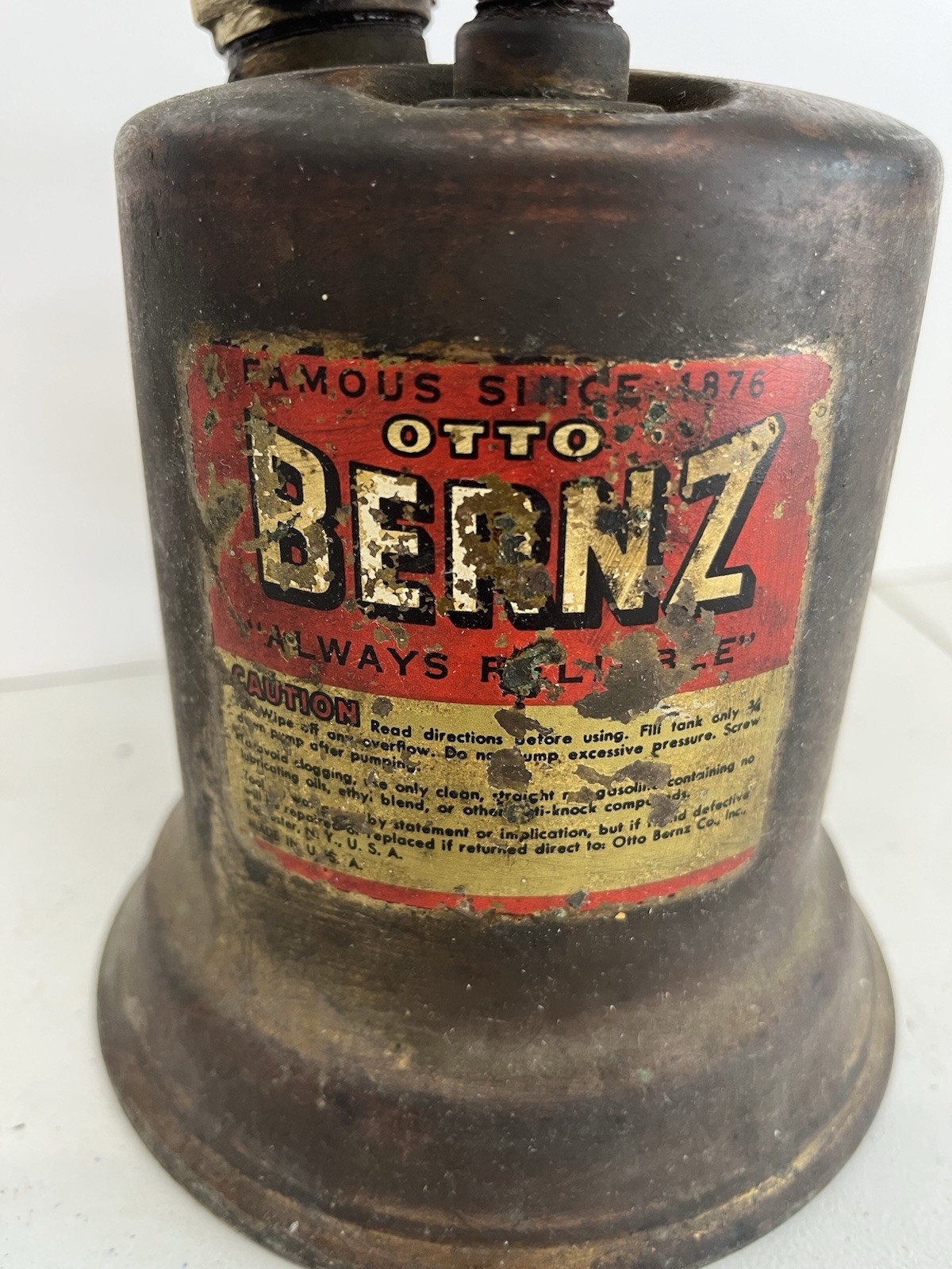 Vintage Otto Bernz Co Rochester NY Brass Blow Torch Plumber Tool Antique