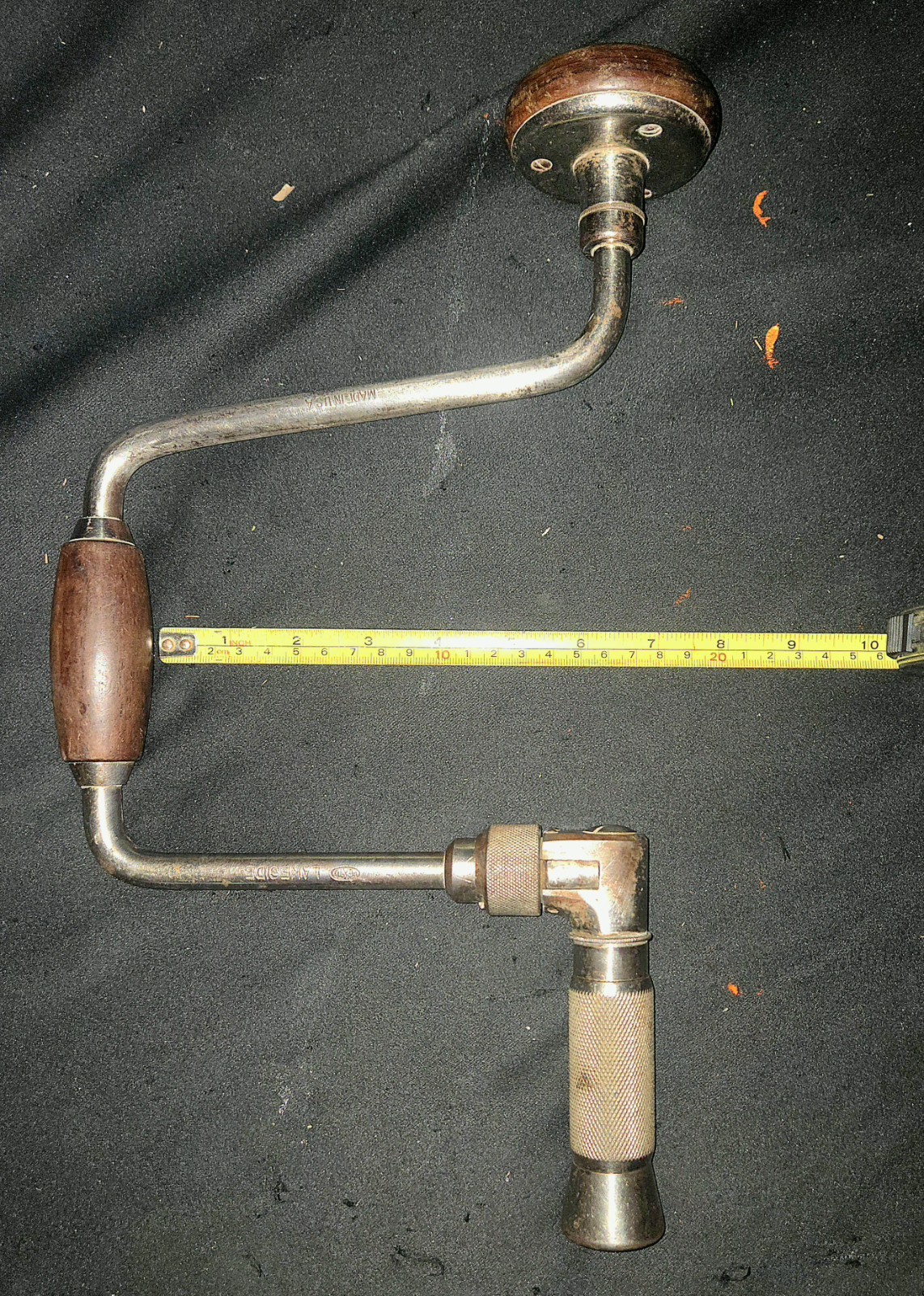 Antique ‘PEXTO LAKESIDE’ Hand Crank Drill, Adjustable Tool For Bits Of All Sizes