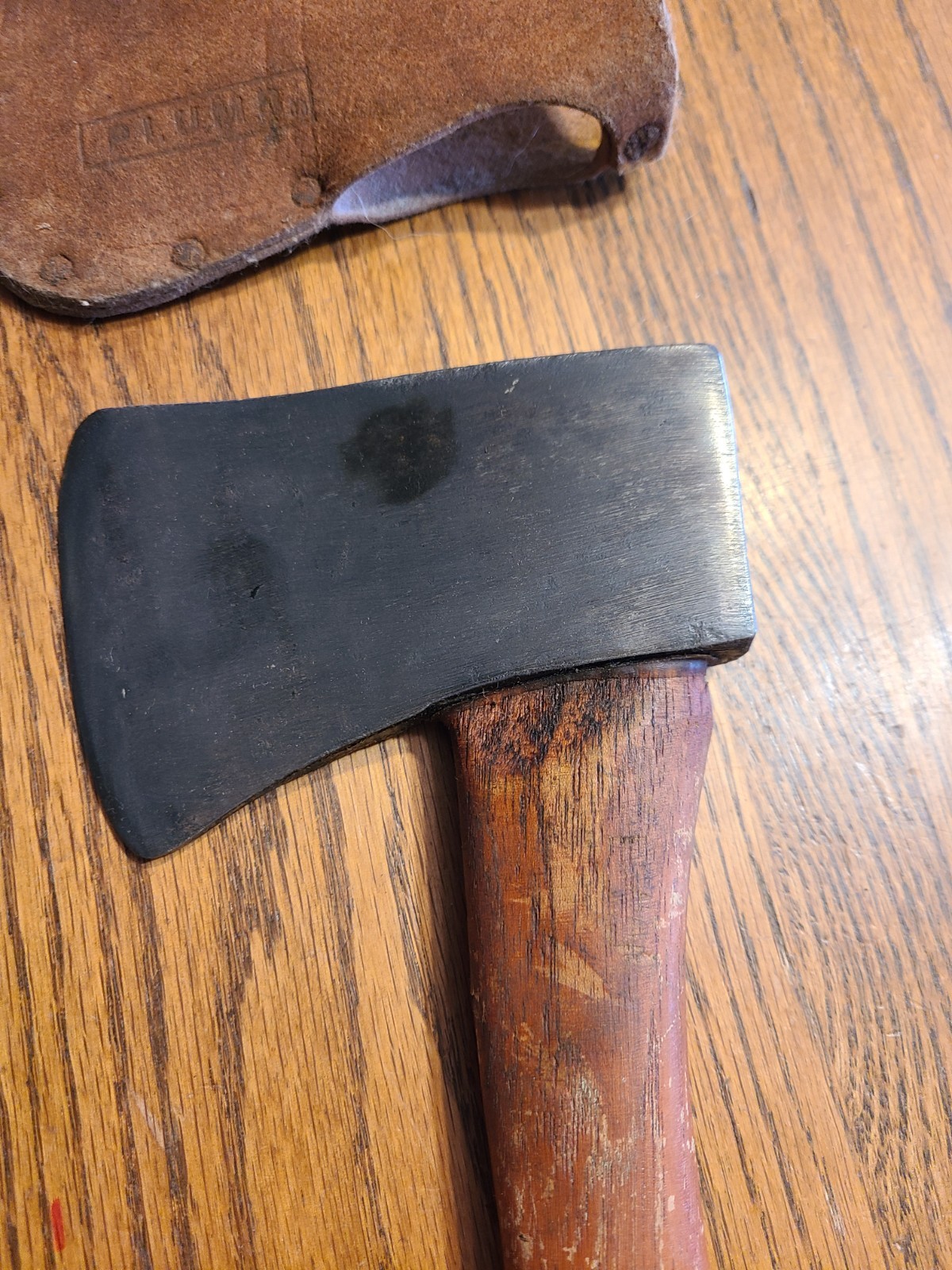 Vintage PLUMB Sport Axe. 1 Pound Head. Red Handle. Leather Belt Sheath. R2