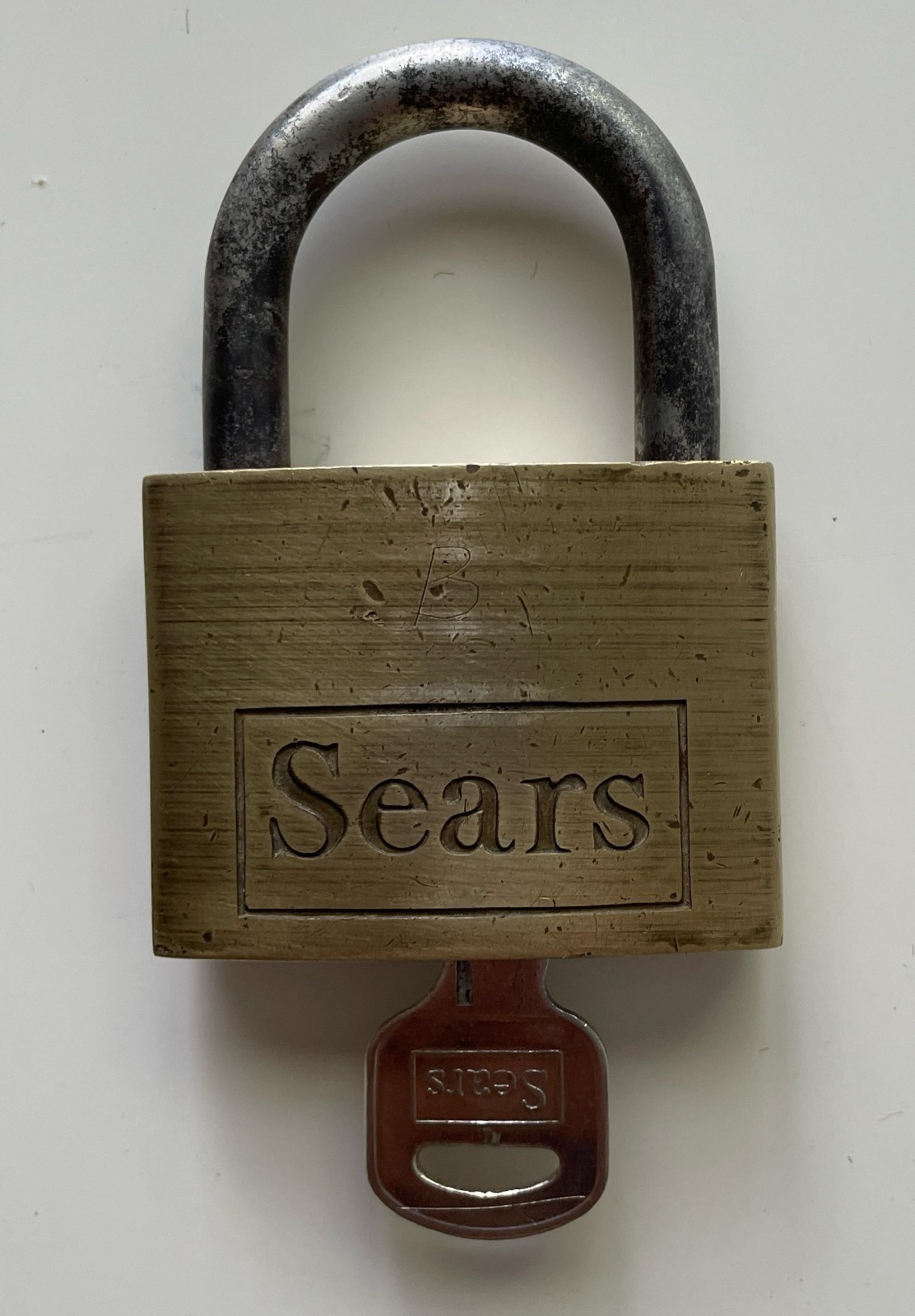 Vintage Medium Sears Brass Padlock 2 1/4″ Lock With Key Tested And Works