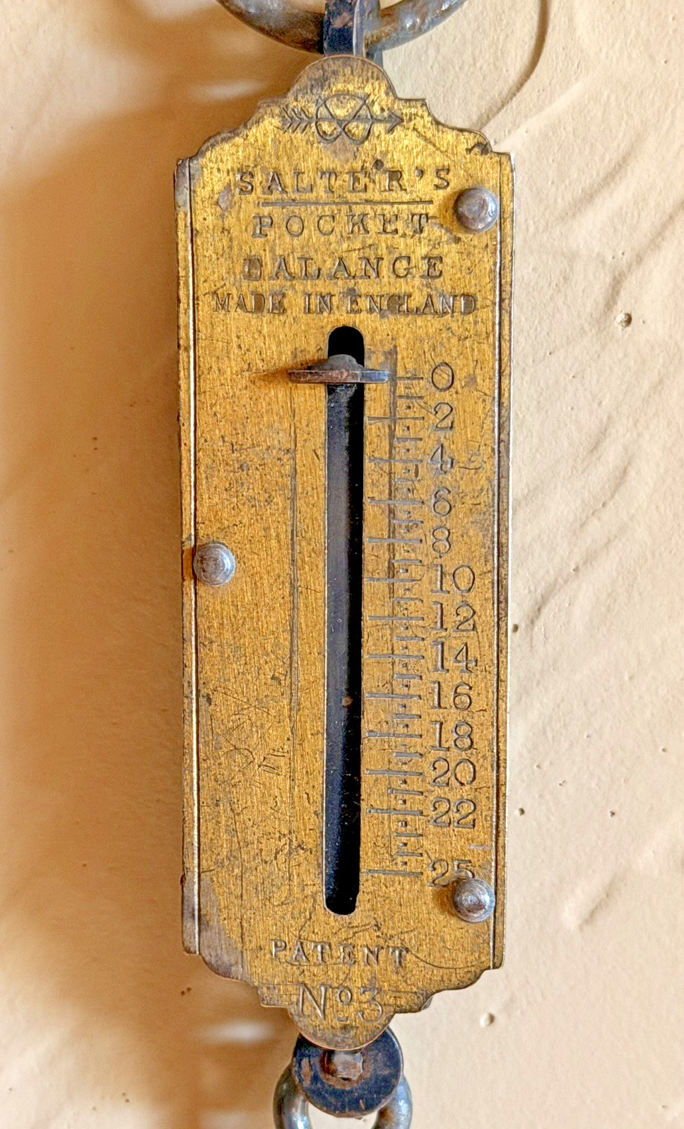 Vintage Salter Pocket Balance Scale No.3~Brass Face Plate~25lb~England~1930s