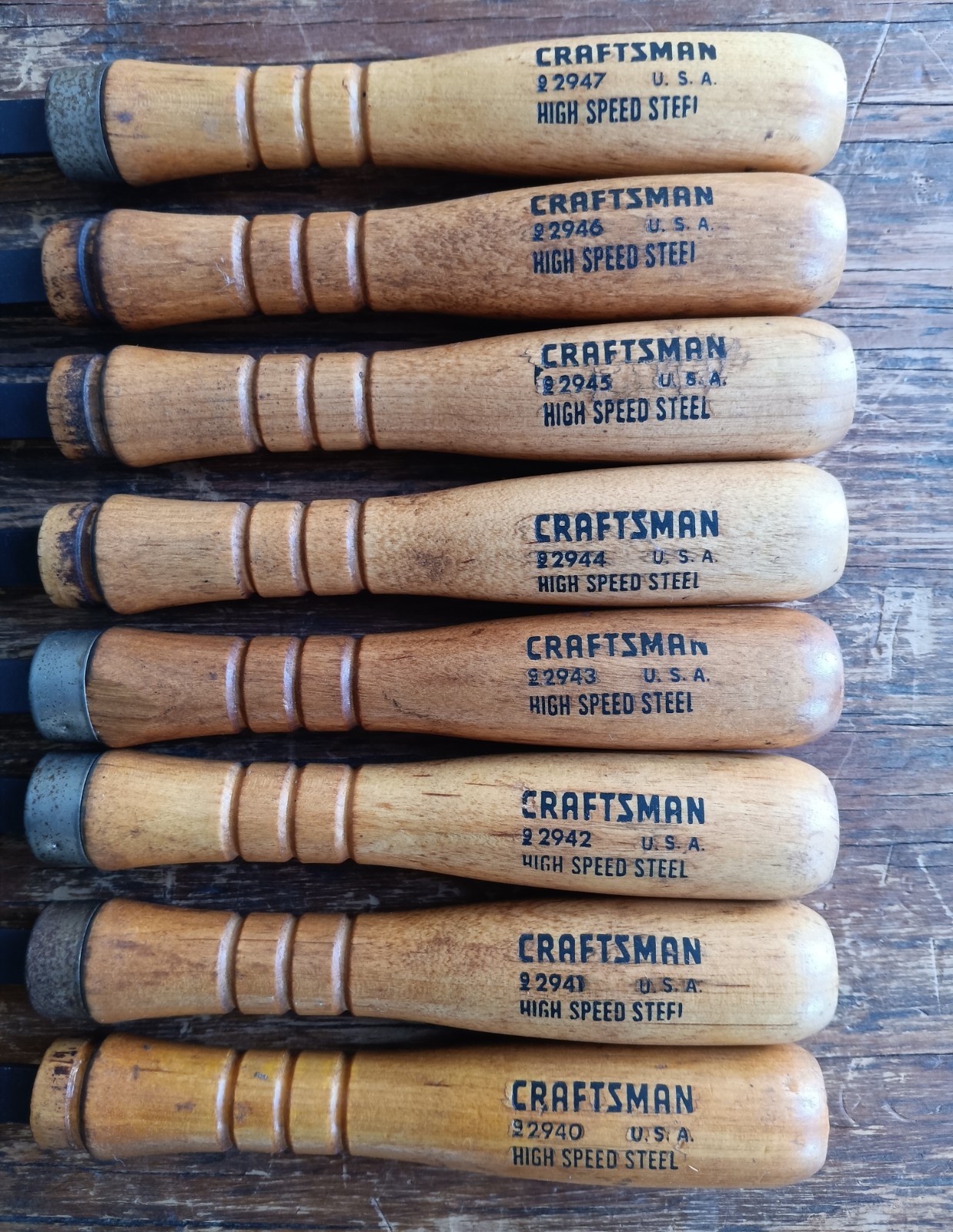 Craftsman Lathe Chisels Wood Turning Knives ~Woodworking Tools Vintage Set 8 USA