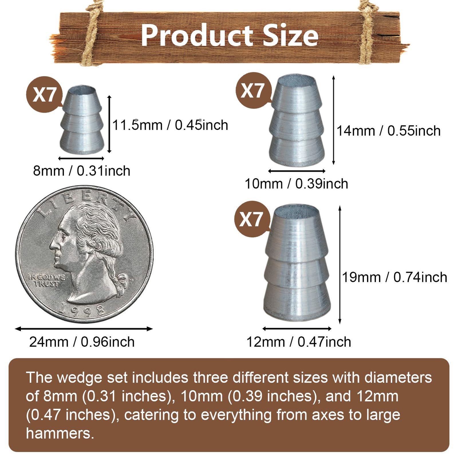 21 PCS Extended round Axe Handle Wedge Safety Metal Wedge Hammer Handle Wedges S