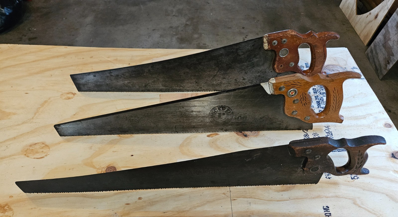 VINTAGE HAND SAWS 1940’S – 1950’S – SET OF 3 DIFFERENT SAWS