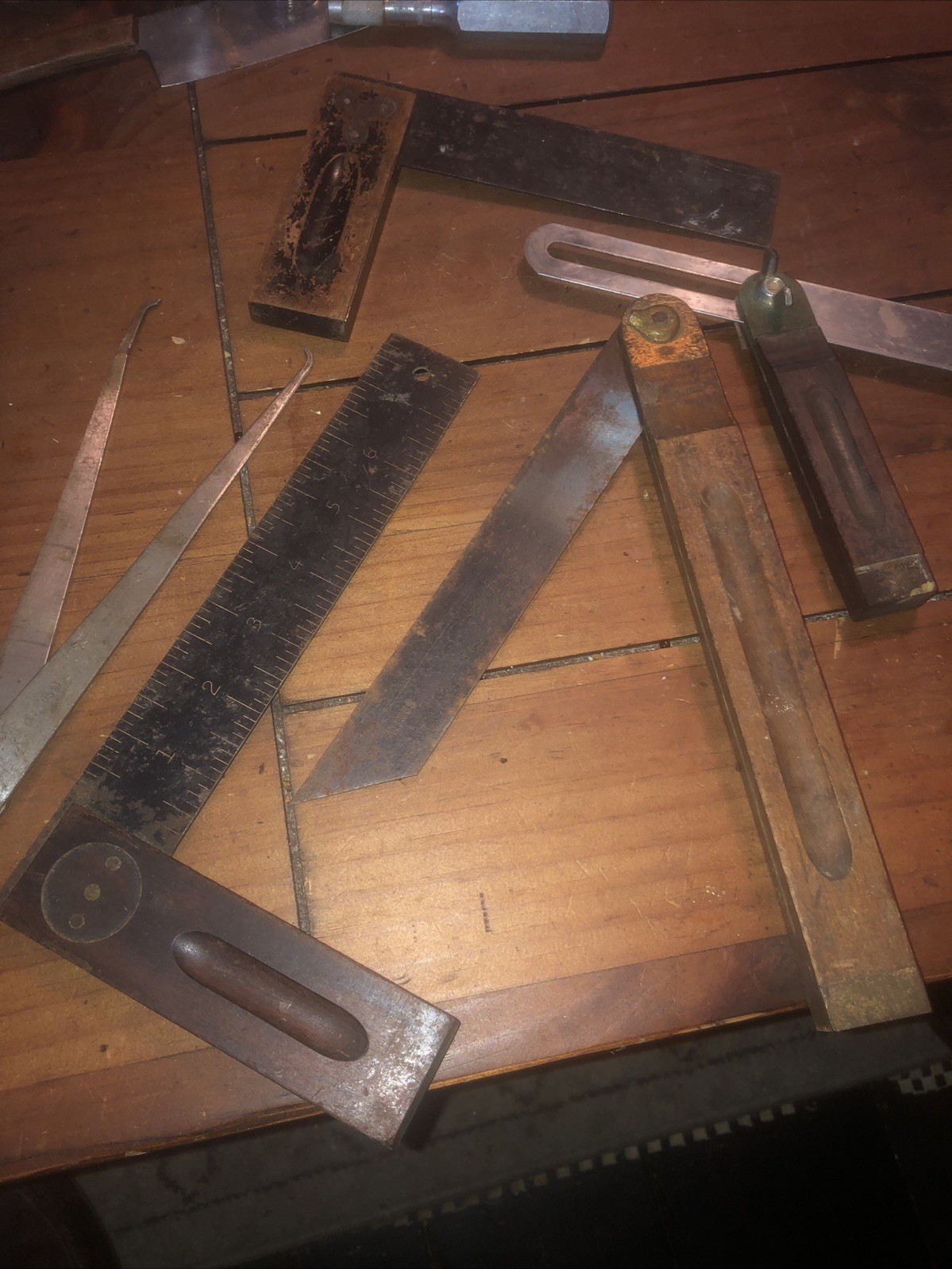 Lot Old Measuring Tools Bevel Gauge Square Caliper Woodworking Tools Primus