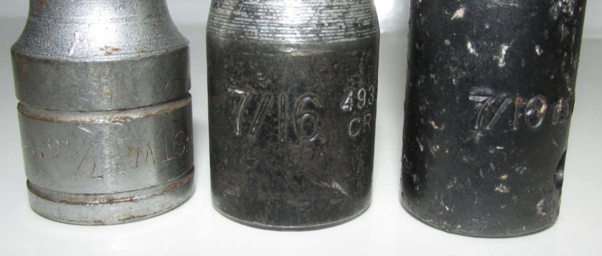 T #204 – Lot of 3 SAE 7/16″ Sockets, 1/2″ dr, CR-V, STW, Taiwan, see description