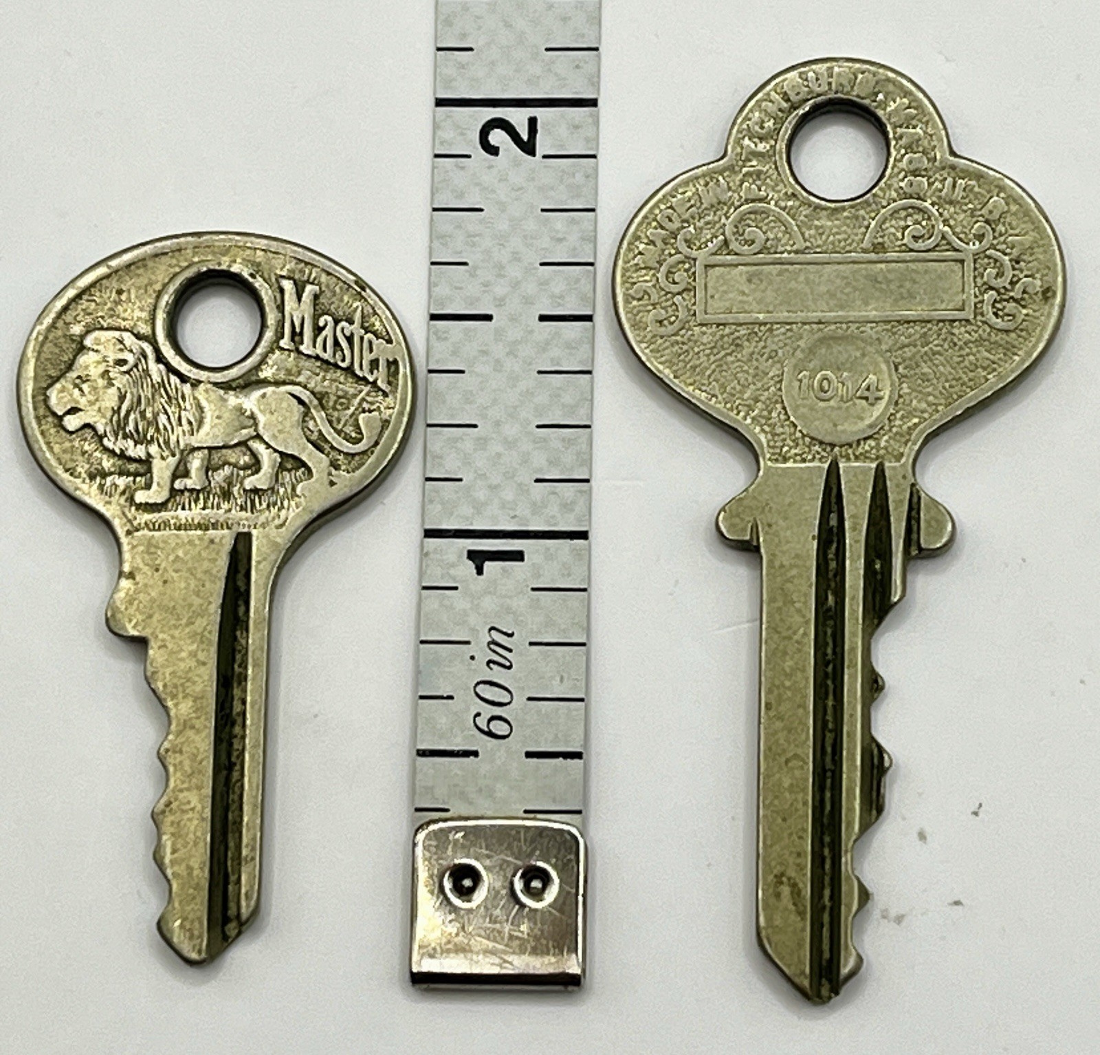 Antique Master Lock Key With Walking Lion! + Independent Lock Co Room Key