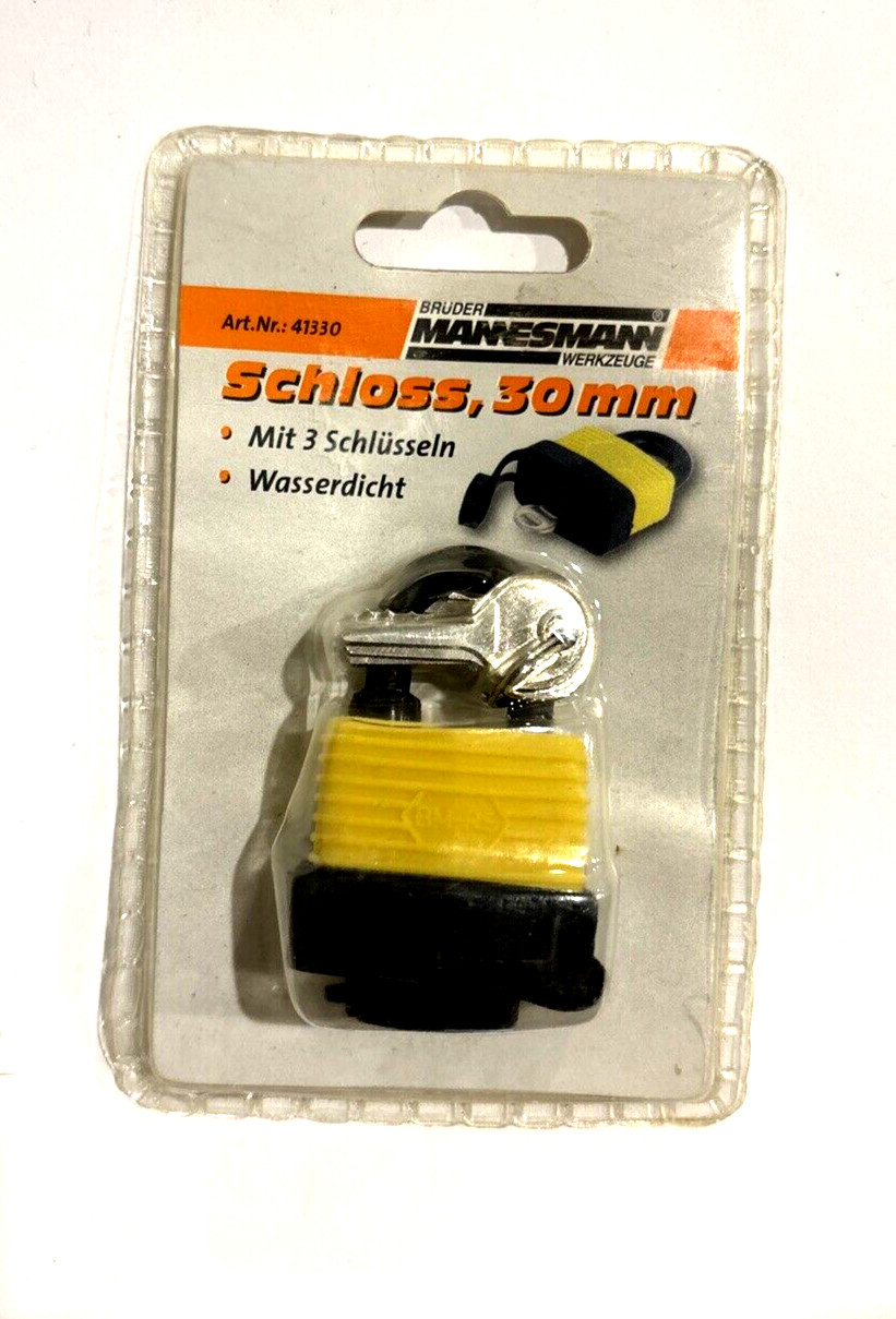 lot of 3 Brueder Mannesmann M41330 Padlock 30mm waterproof with 3 keys each