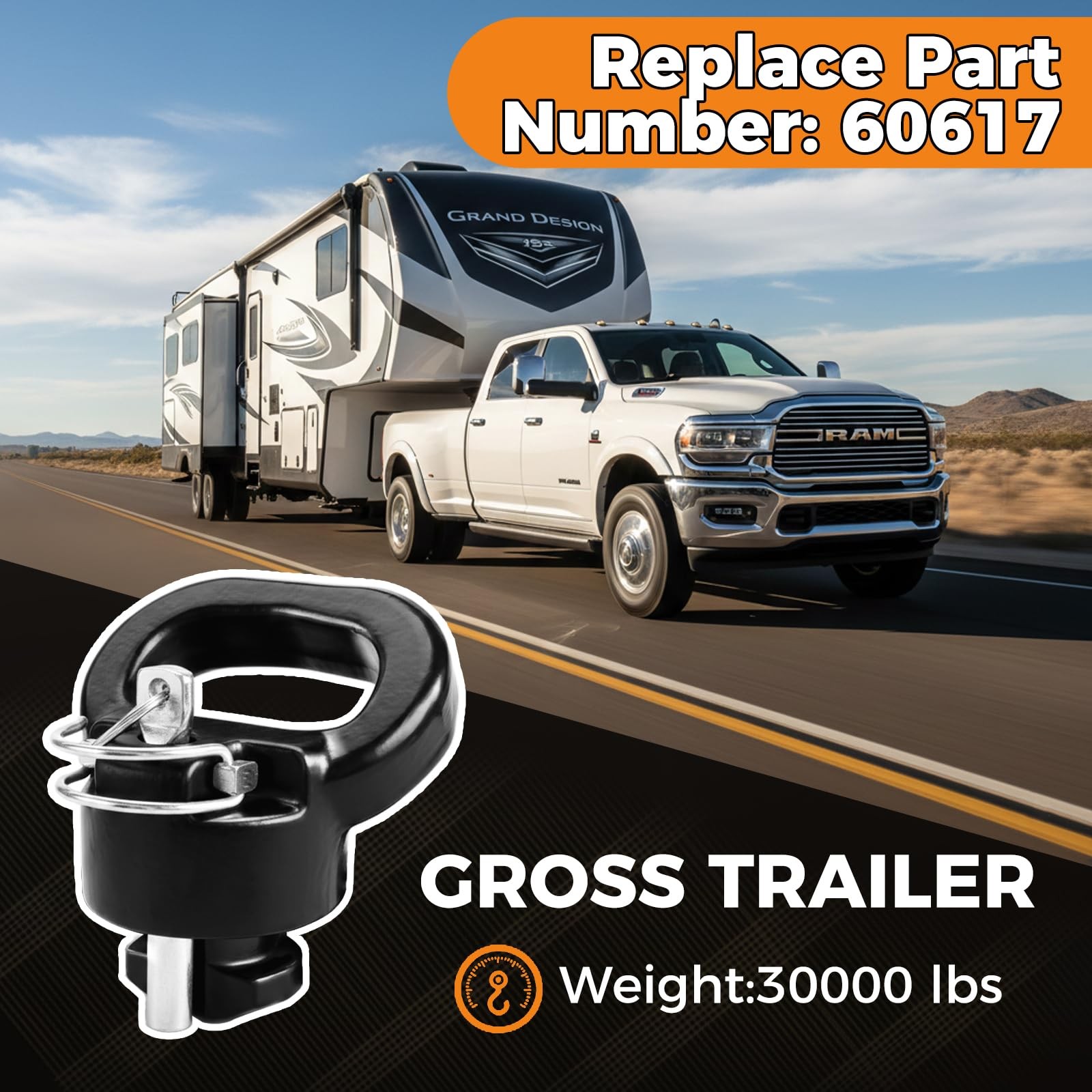 60617 Puck System Gooseneck Safety Chain Anchors, for 2013-2026 Dodge RAM 250…