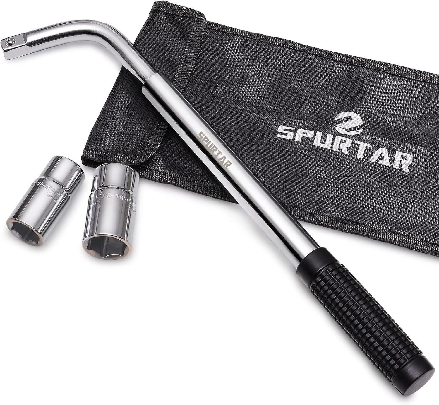 Spurtar Telescoping Lug Wrench Extendable Wheel Brace Telescoping, Silver