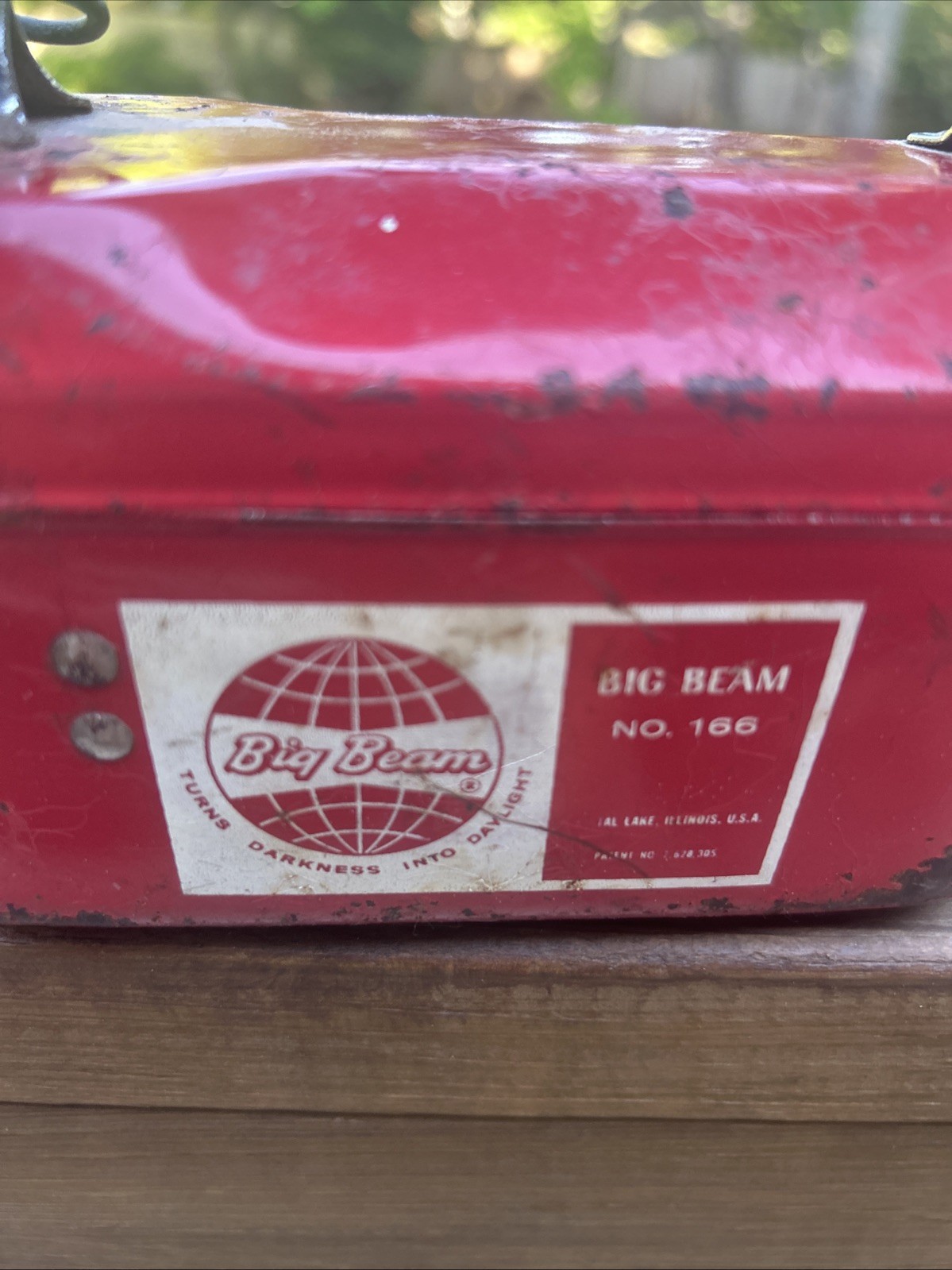 Vintage Teledyne Big Beam Model 166 Hand Lantern Red Steel Chrome Flashlight 6V