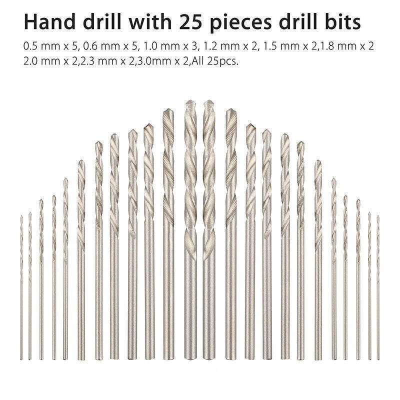 26x Pin Vise Pen Hand Twist Drill Bits Rotary Tool For Jewelry Metal Wood Repair