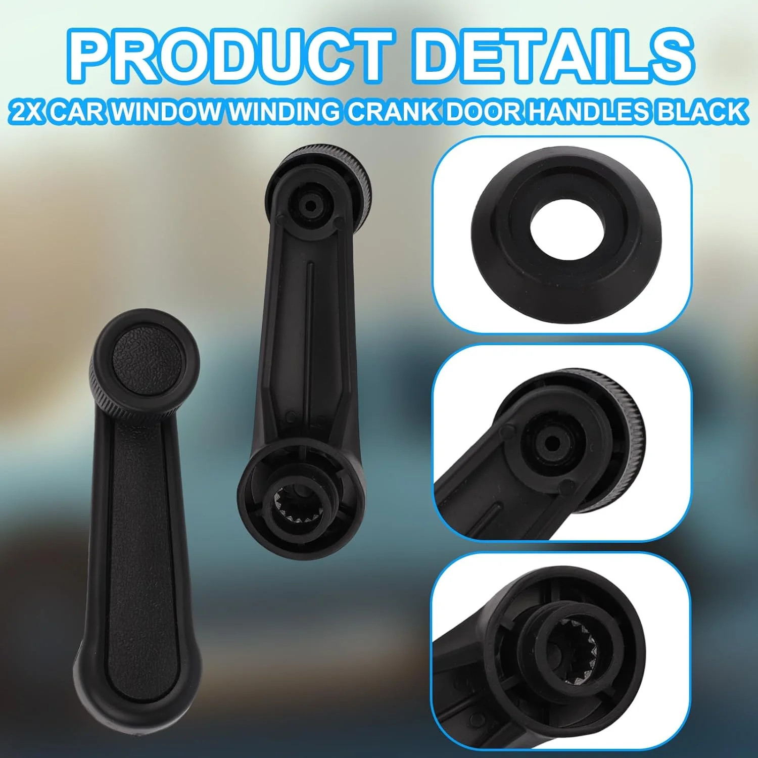 lasuroa 2pcs Manual Window Handle Car, Driver & Passenger Side Replacement Crank