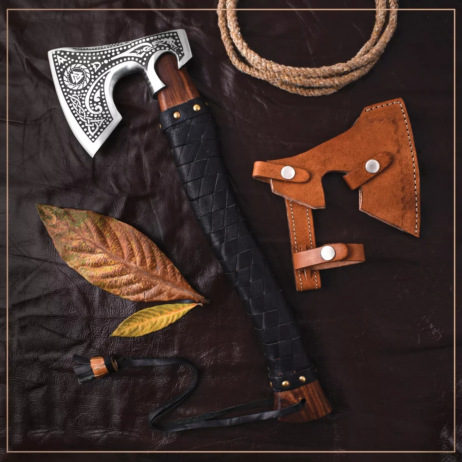 Viking Axe 17” Handmade Carbon Steel Axe With Leather Sheath Gift For Christmas
