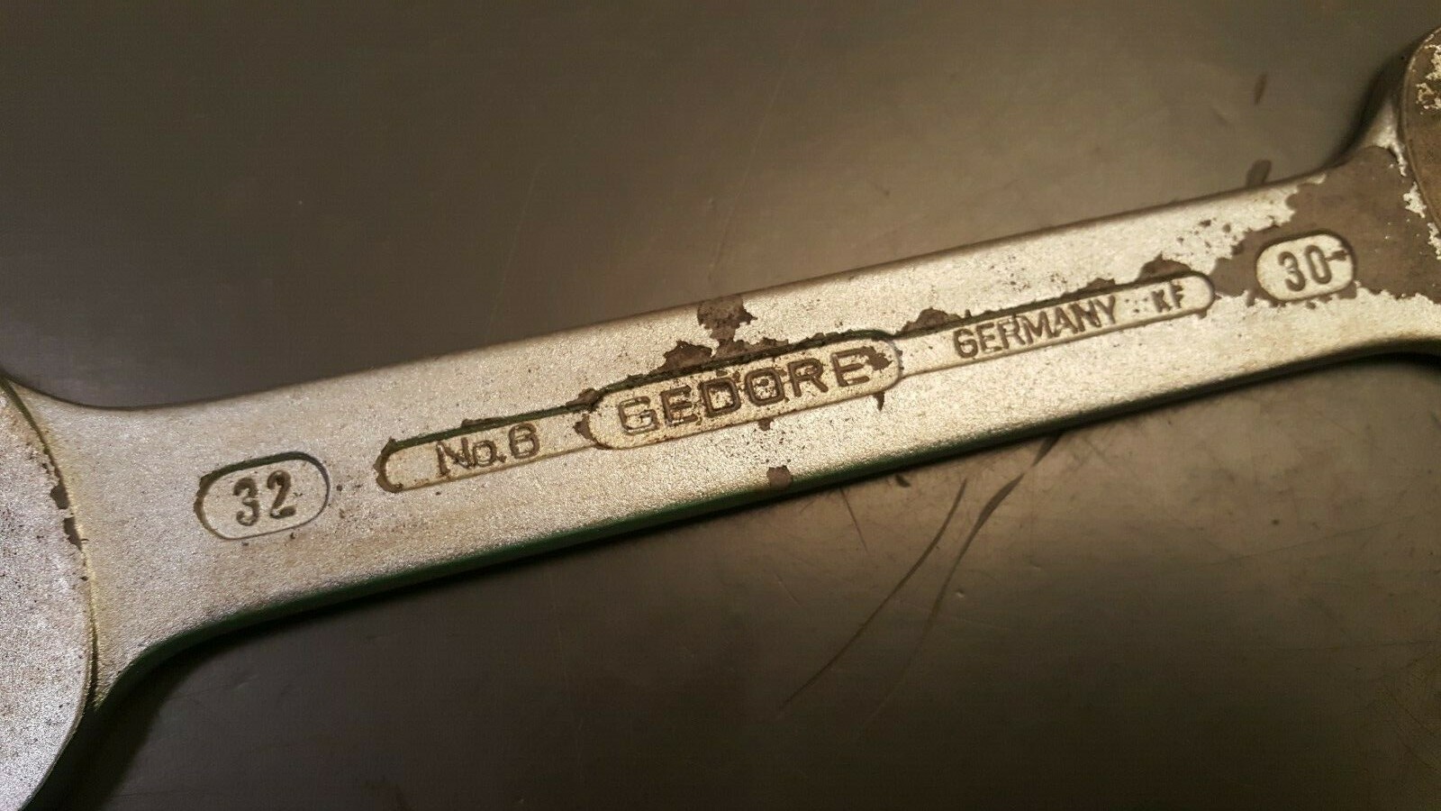 Vtg ​No. 6 ​​Gedore Wrench 30mm 32mm Open End Spanner 11.75″ L Made in Germany