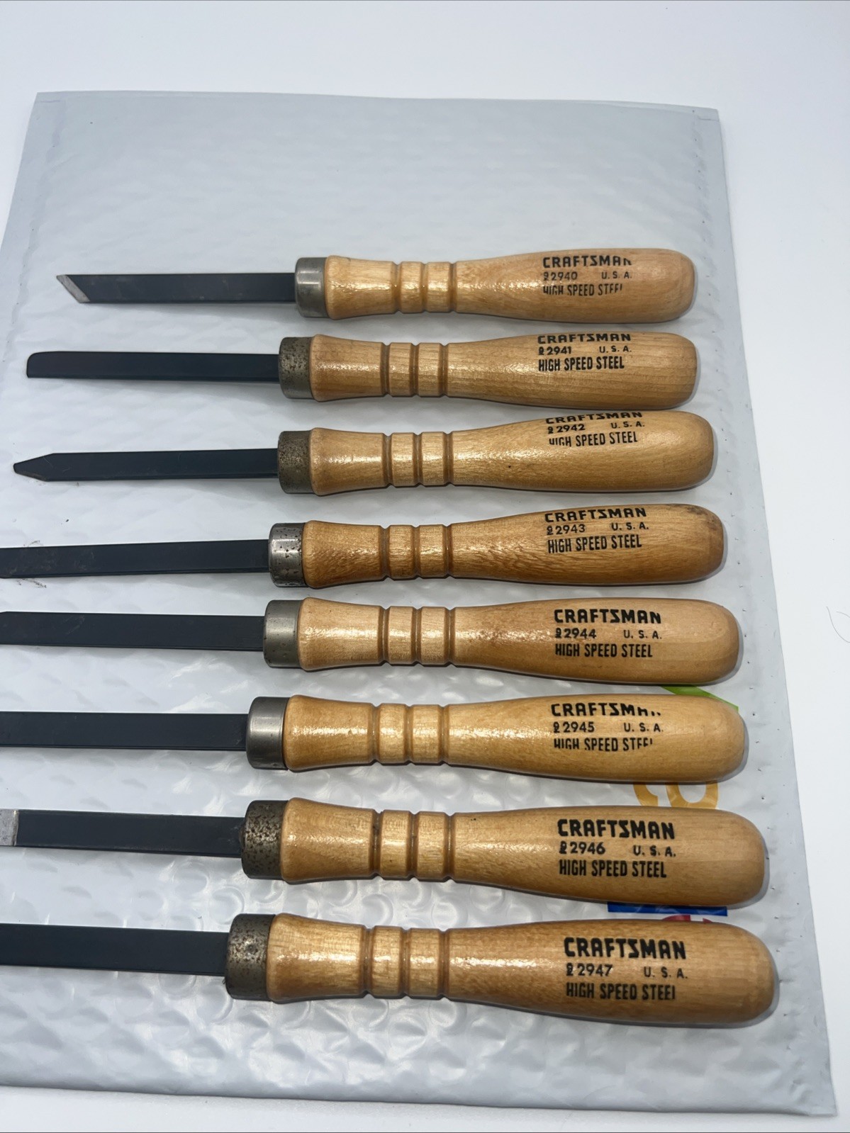 Vintage CRAFTSMAN High Speed Steel Lathe Wood Turning Set 8 Pcs USA 2940-2947