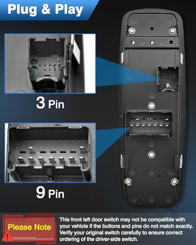 Power Window Switch Driver Side Replacement for 2009 2009-2012 Ram 4602863AD