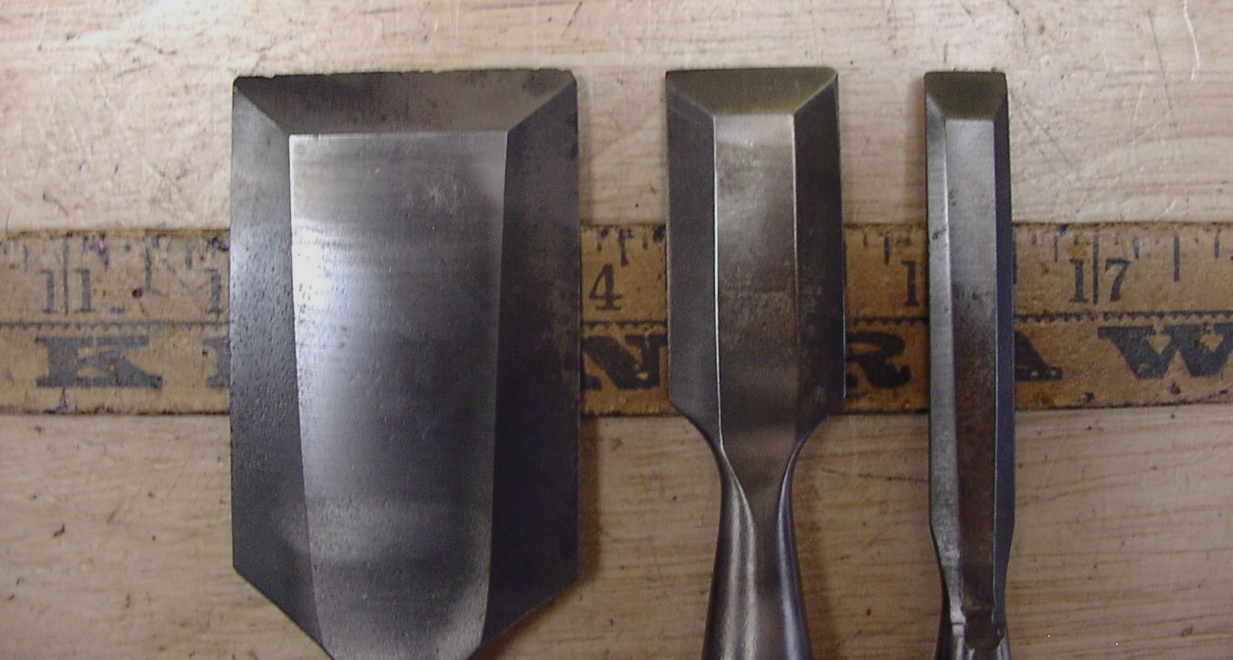 3 Stanley No. 60 Bevel Edge Tang Chisels,2″ X 8-3/4″,1″ X 7-3/16 & 1/2″ X 7-1/4″
