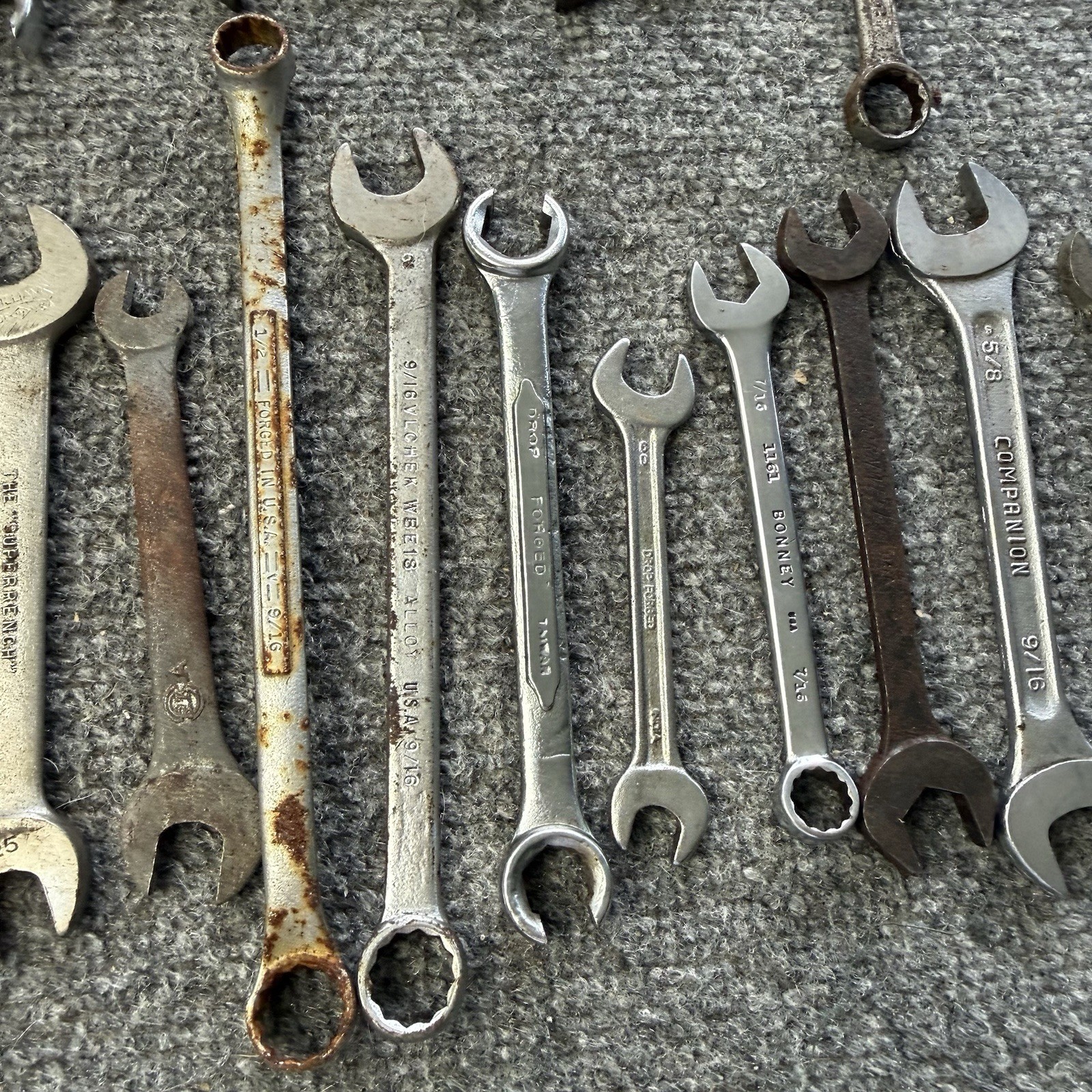 Vintage Wrench Lot USA Steel Williams Superrench Billings Bonney Vlchek 35pc