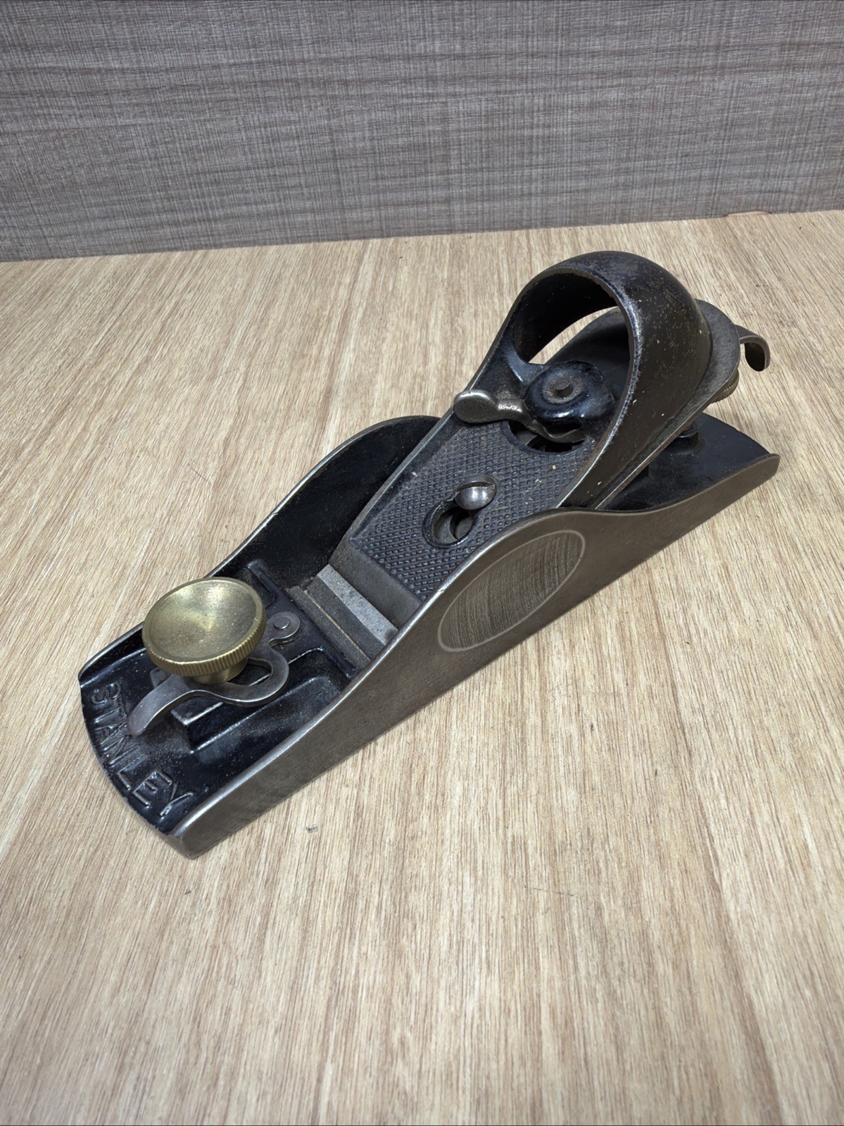 Vintage Stanley Block Plane Adjustable Throat Sweetheart Blade Woodworking Tool
