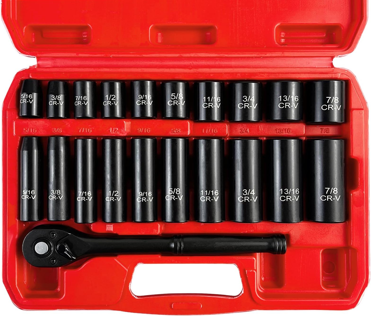 EACELIY 21pcs 3/8″ Socket Set,Drive Impact Socket Set, SAE, Deep & Shallow, C…