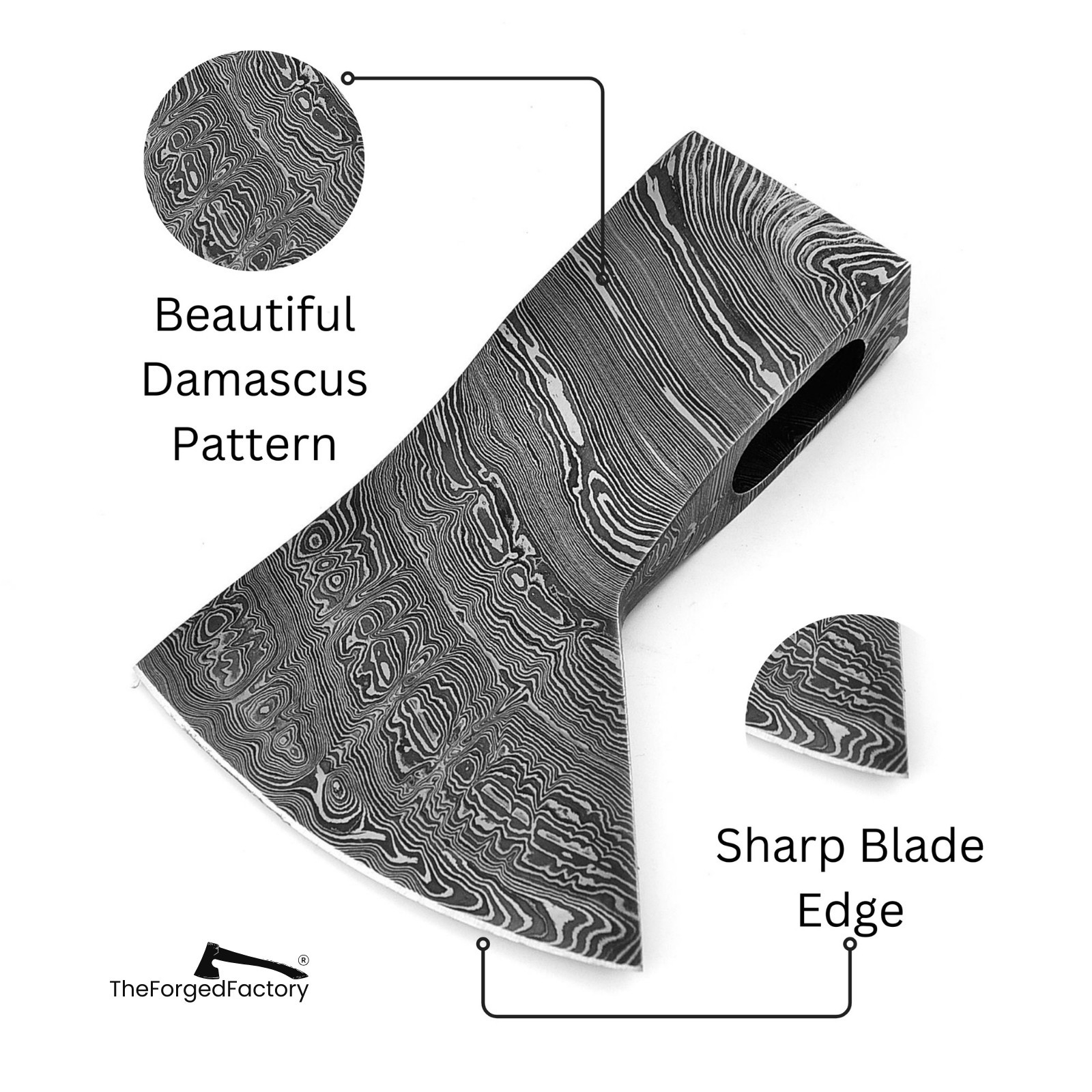 Custom Made Hand Forged Damascus Steel AXE HEAD for BUSHCRAFT and HATCHET AXE