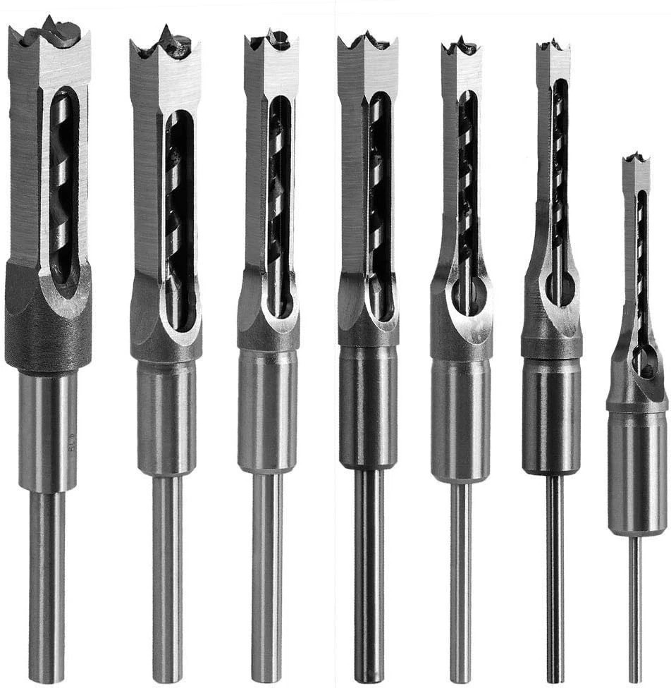 Safercctv 7pcs Square Hole Drill Bit Set Stainless Steel for Woodwork 1/4-3/4…