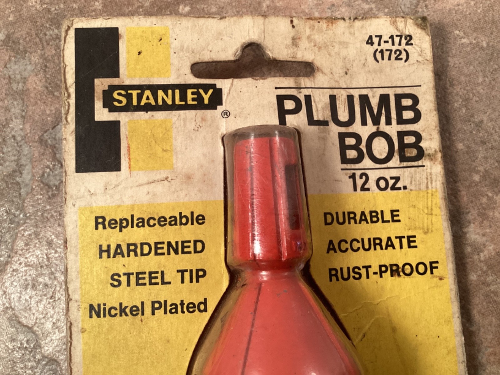 Vintage Stanley Plumb Bob NOS 12 0z. #47-172 Rust-Proof Steel Tip Accurate USA