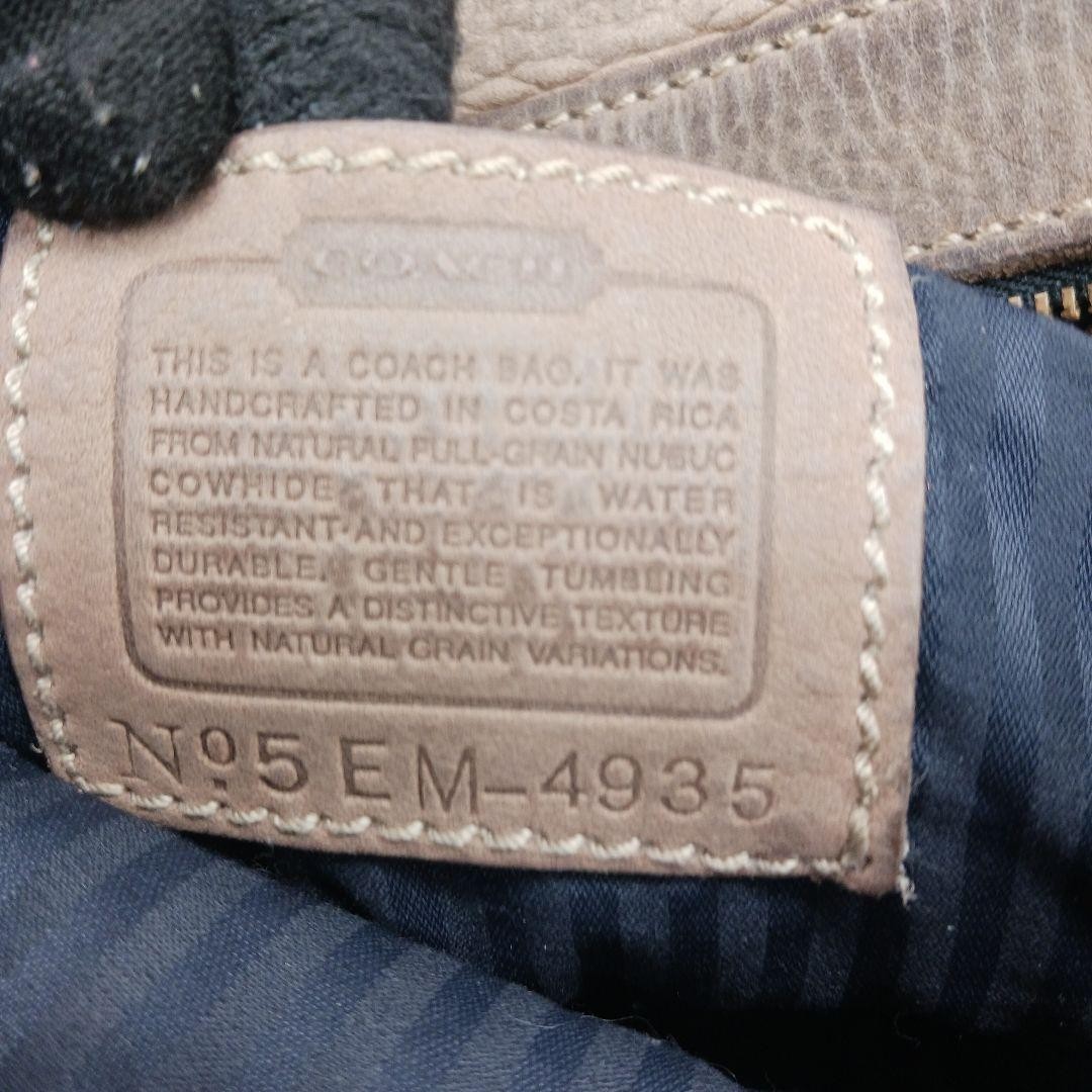 COACH Shoulder Bag 4935 Nubuck Leather 110cm Adjustable Strap Beige Used