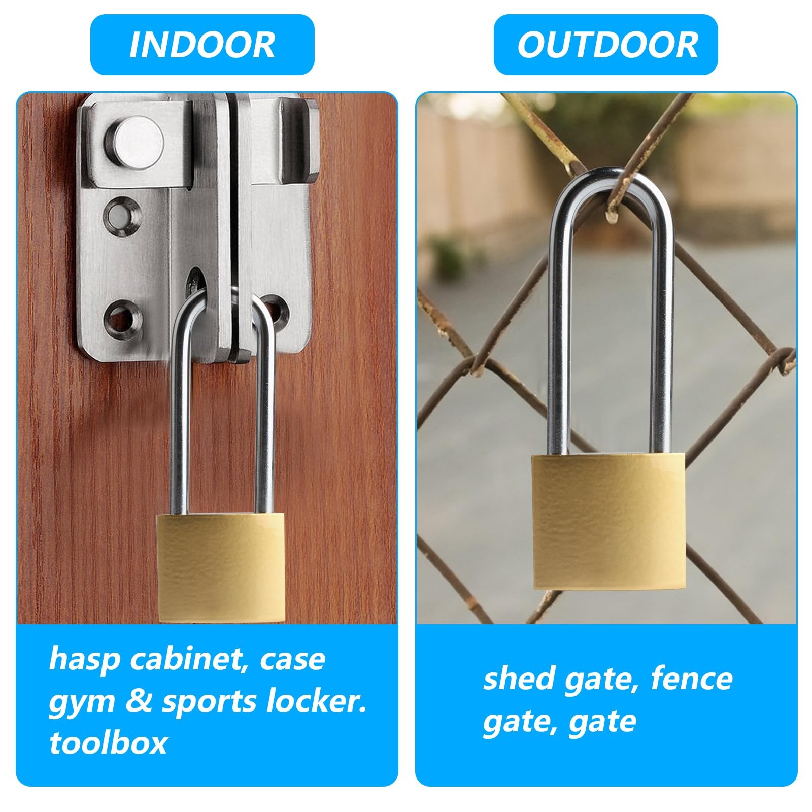 4 PK HeavyDuty Brass Padlock with Keys 3.4 Inch RustResistant for Locker Stora