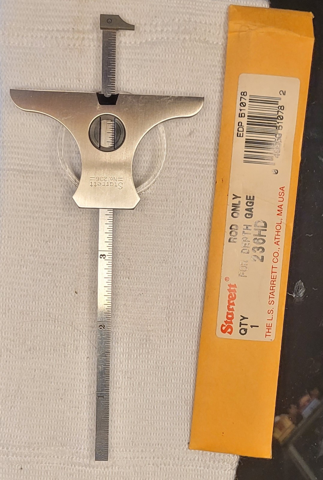 Starrett 236HB Combination Steel Rule Depth & Angle Gage w/6″ Hook Rule&Rod NOS