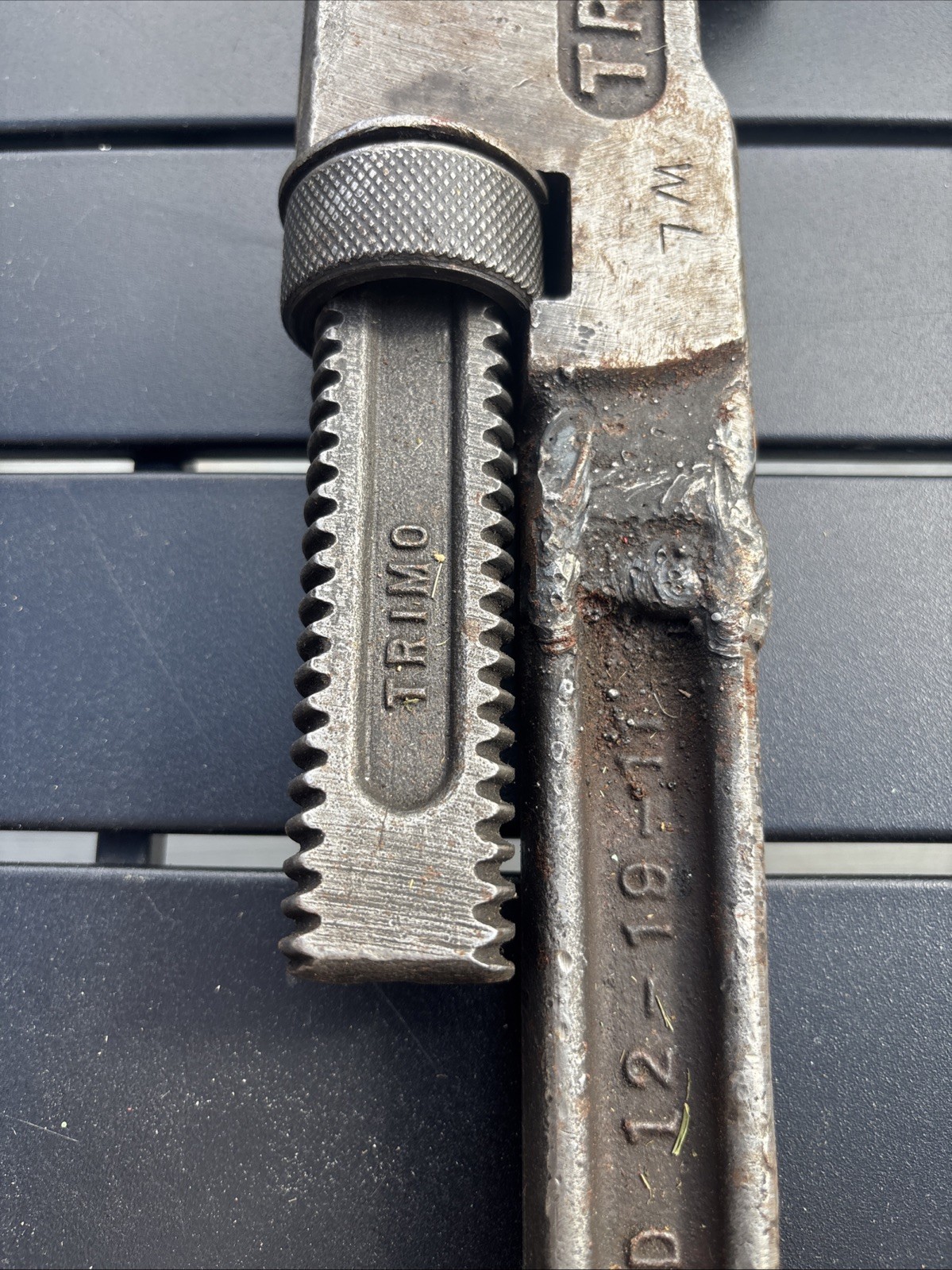 TRIMO 18” Adjustable Pipe Monkey Wrench PAT’D 12-19-11 Vintage Tool